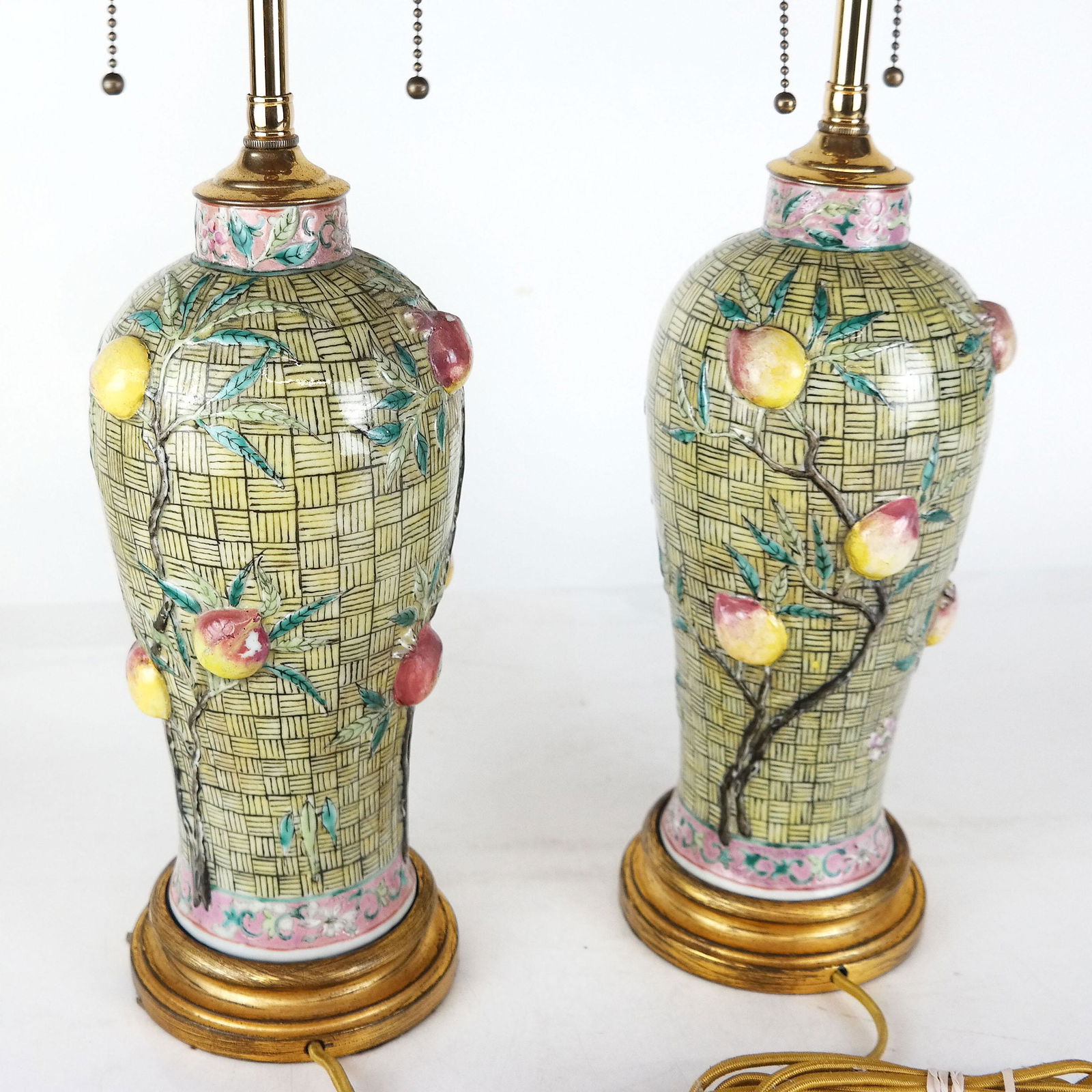Pair Chinese Sanduo Vases as Lamps (1 of 19)