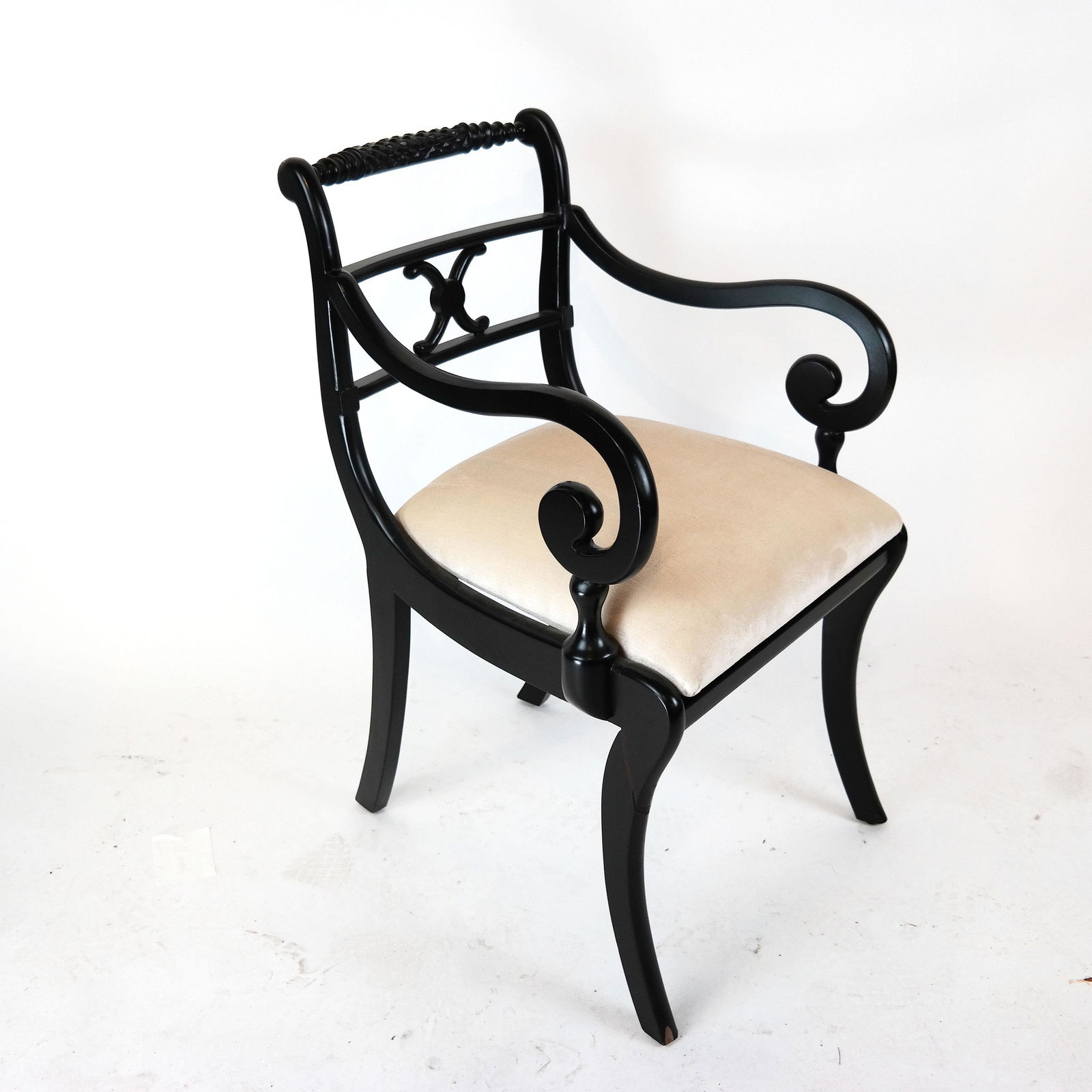 Regency-Style Black Arm Chair (1 of 5)