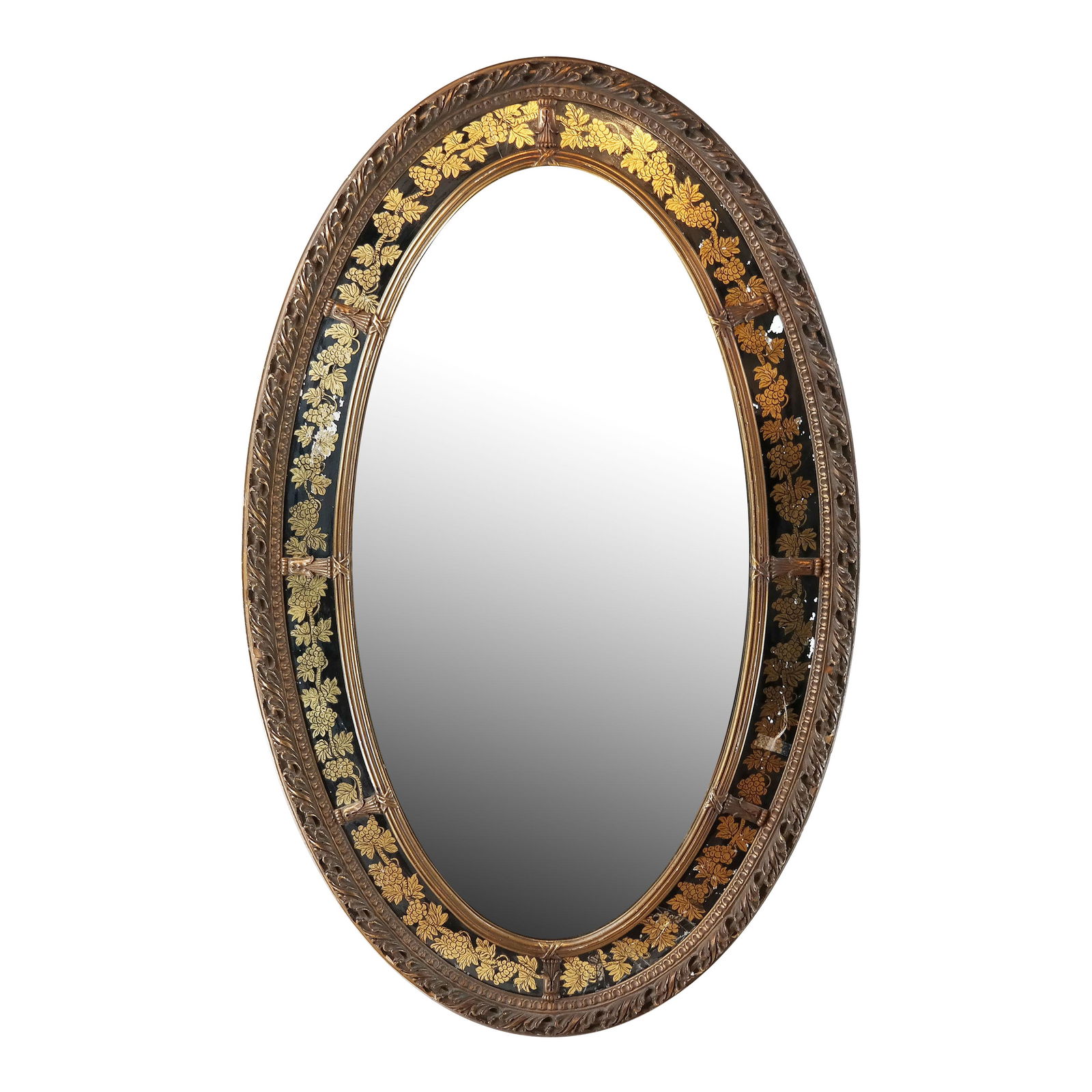 Vintage Painted & Gilt Oval Mirror (1 of 9)