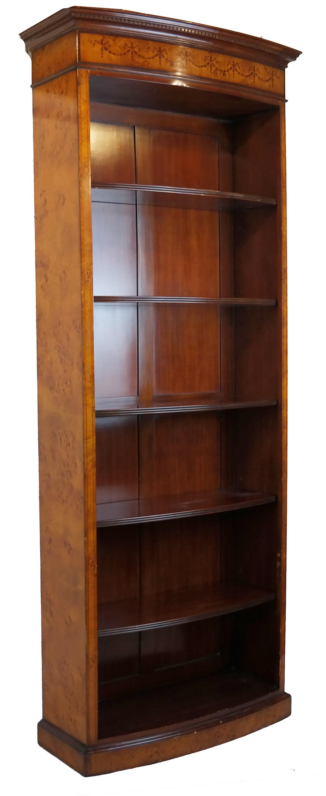 Edwardian-Style Burl Walnut Bookcase (1 of 7)