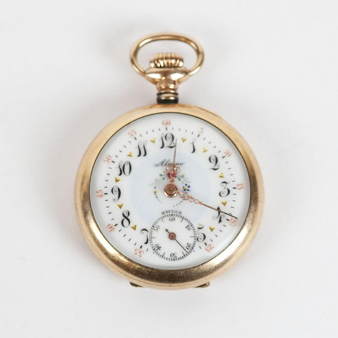Alpine 14K Gold Plated Pocket Watch (1 of 7)