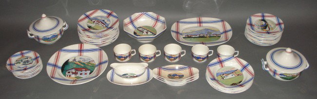 Partial Dinner Service, Sarreguemines: Inc. Pair Covered Turreens, 2 Lg platters, Large Bowl, Gravy Boat, 3 Vegetable Dishes, 13 Dinner Plates