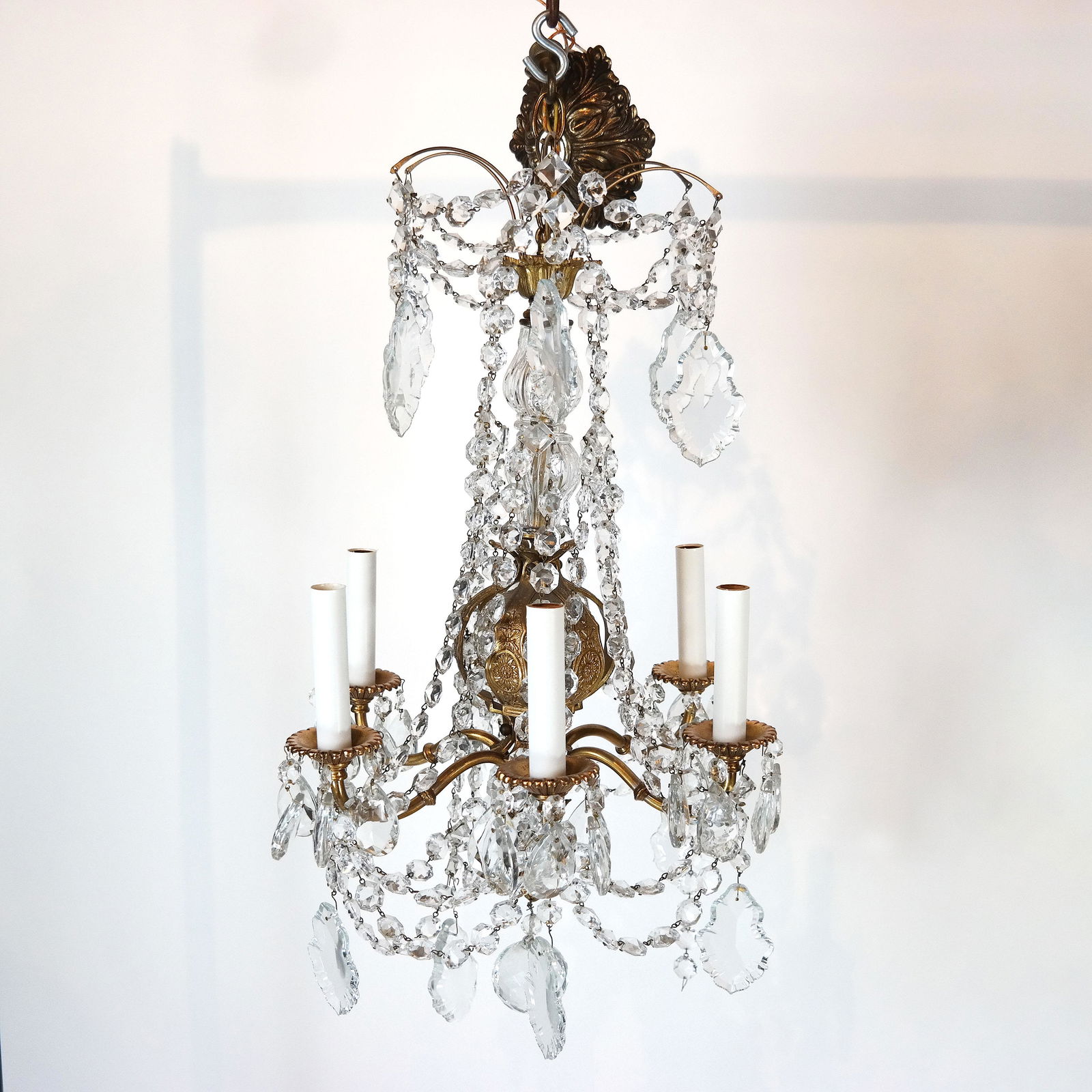 English Bronze and Crystal Chandelier (1 of 8)