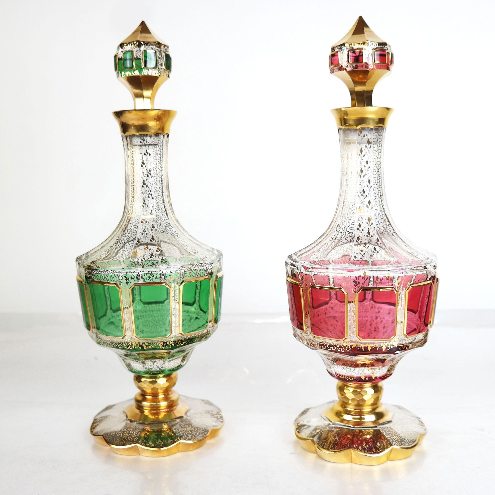 Pair Bohemian Gilt Glass Decanters (1 of 10)