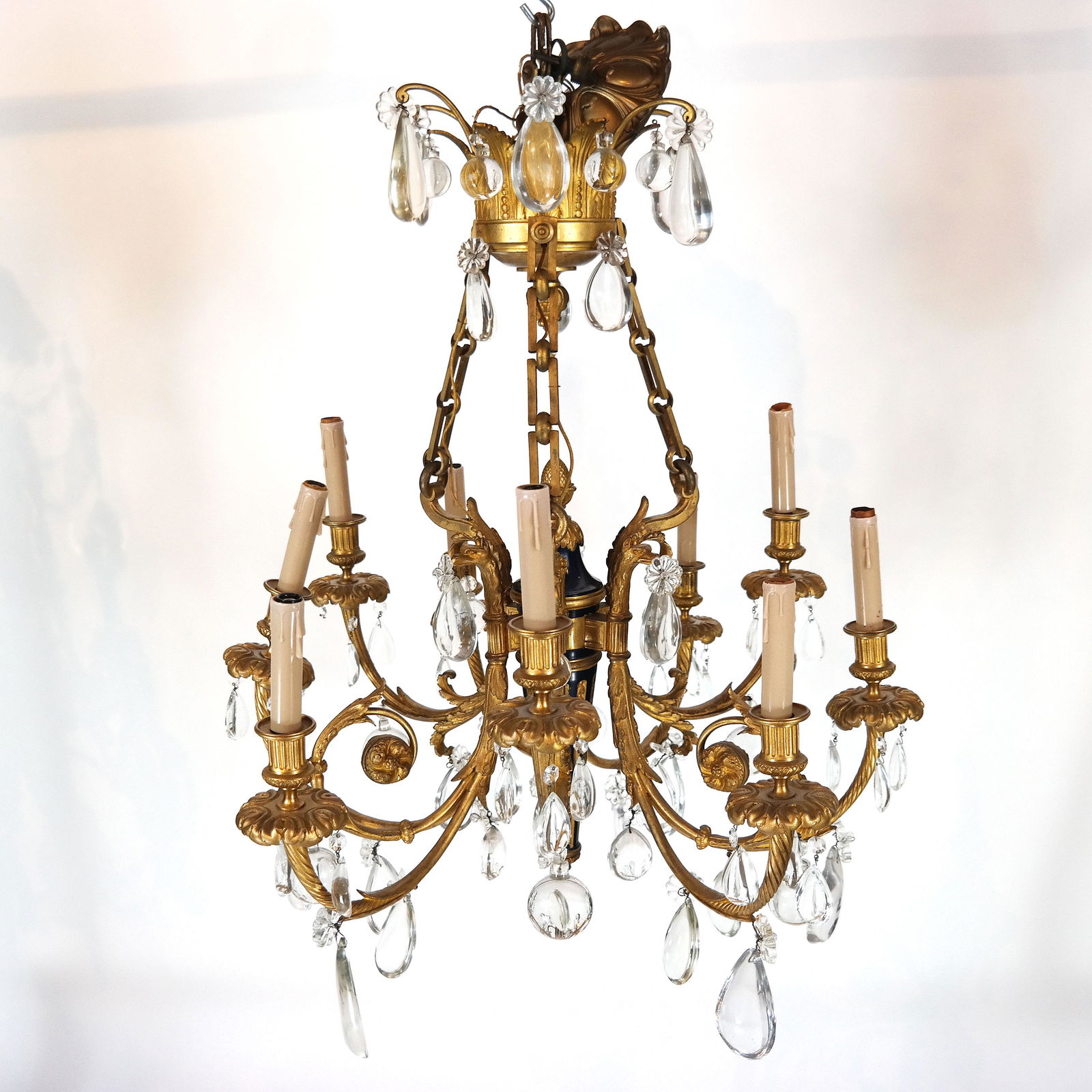 French Bronze and Crystal 9-Arm Chandelier (1 of 10)