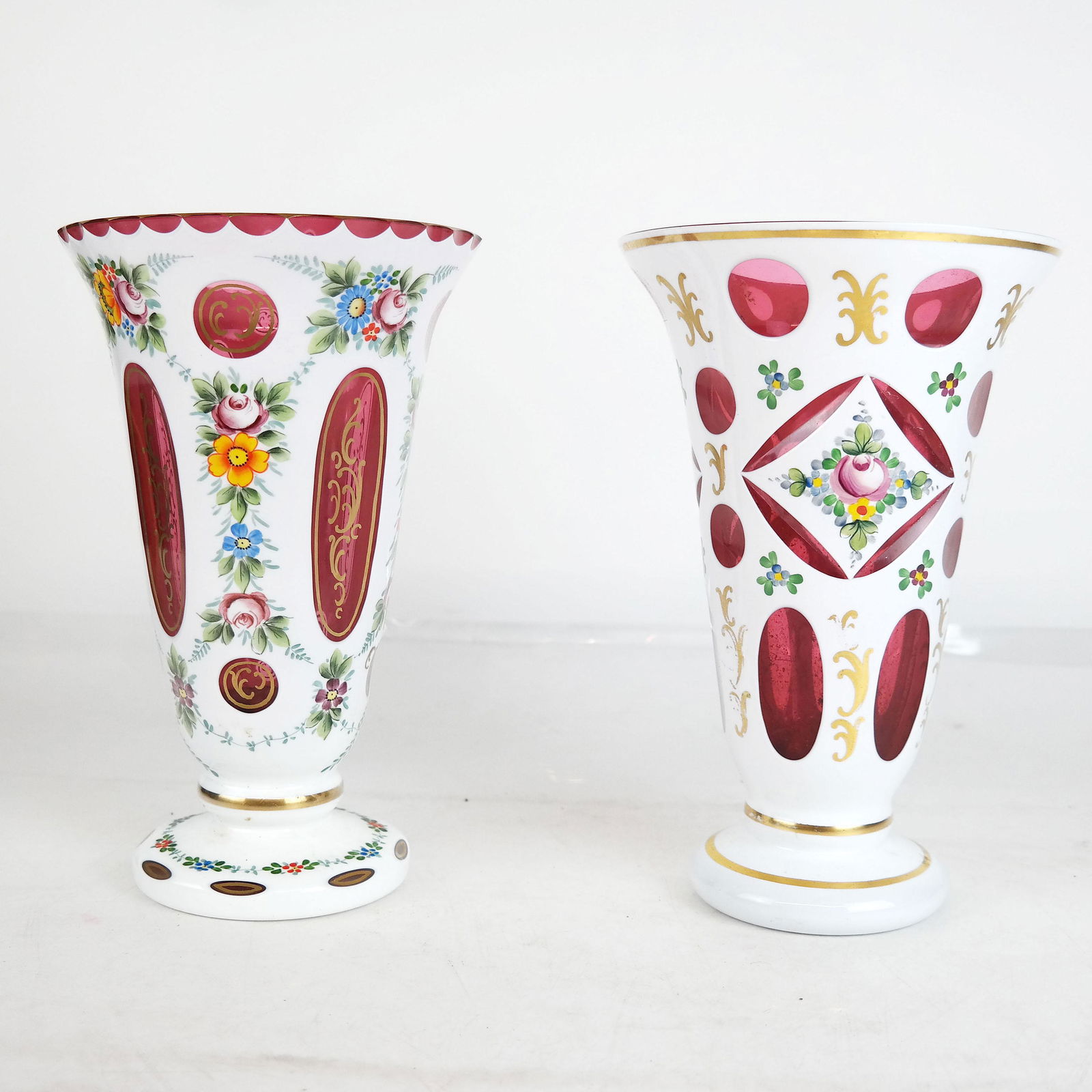 Two Similar Bohemian Glass Vases (1 of 7)