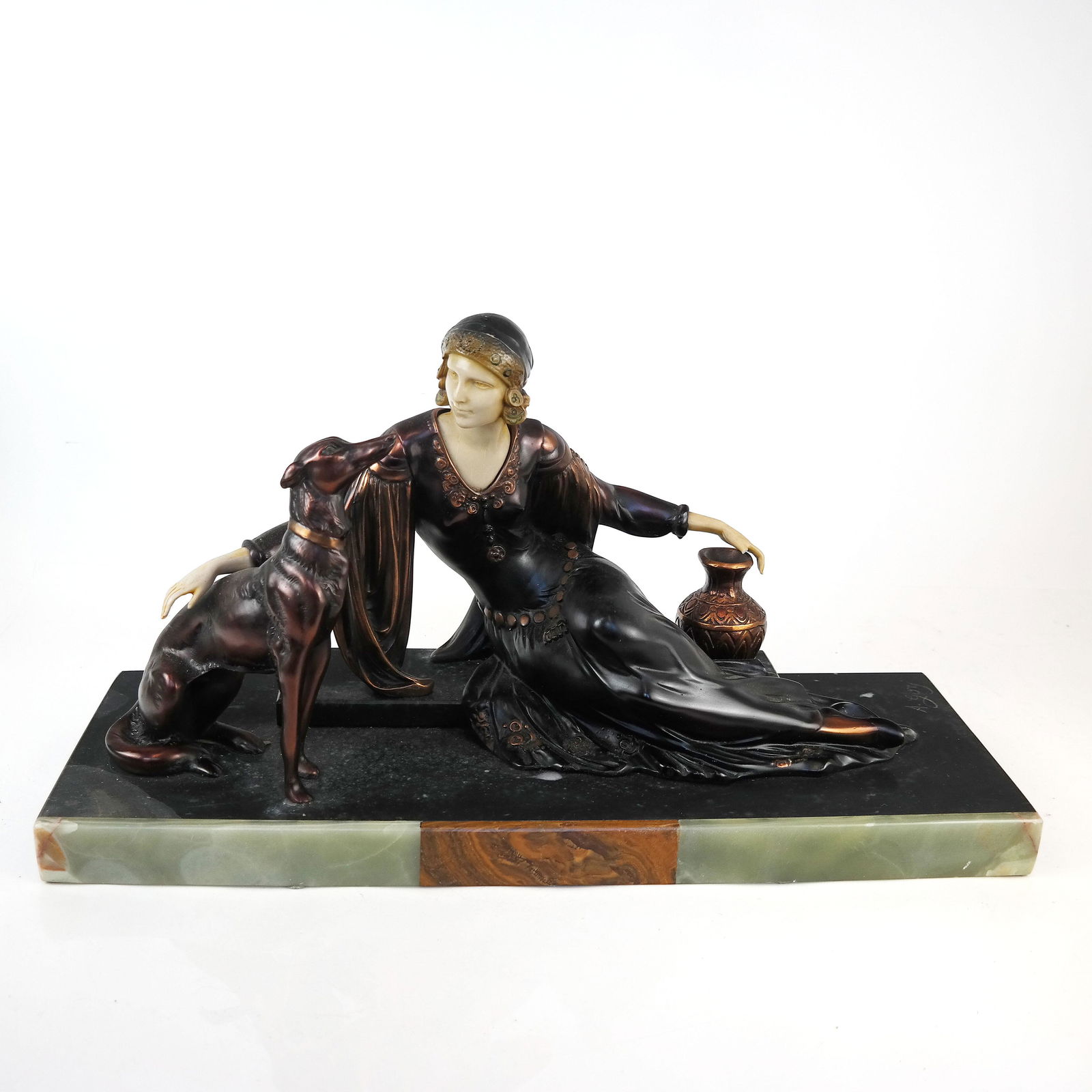Art Deco-Style Sculpture of Woman & Dog (1 of 11)