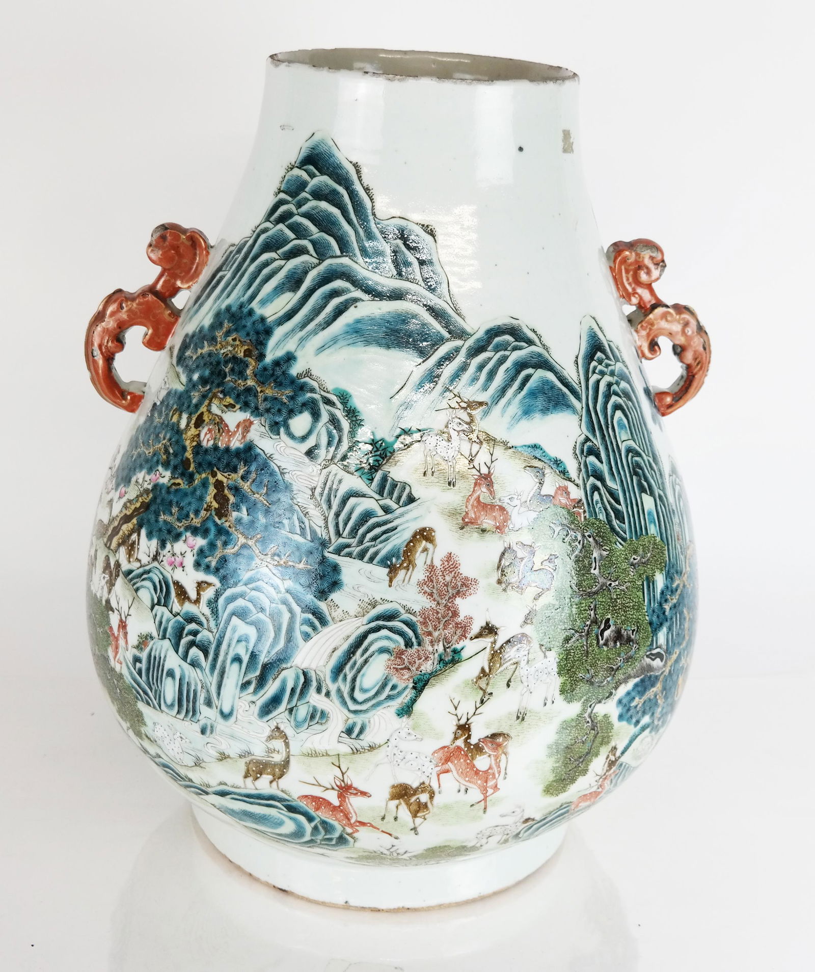19th C. Chinese "Hundred Deer" Hu-Form Vase (1 of 18)