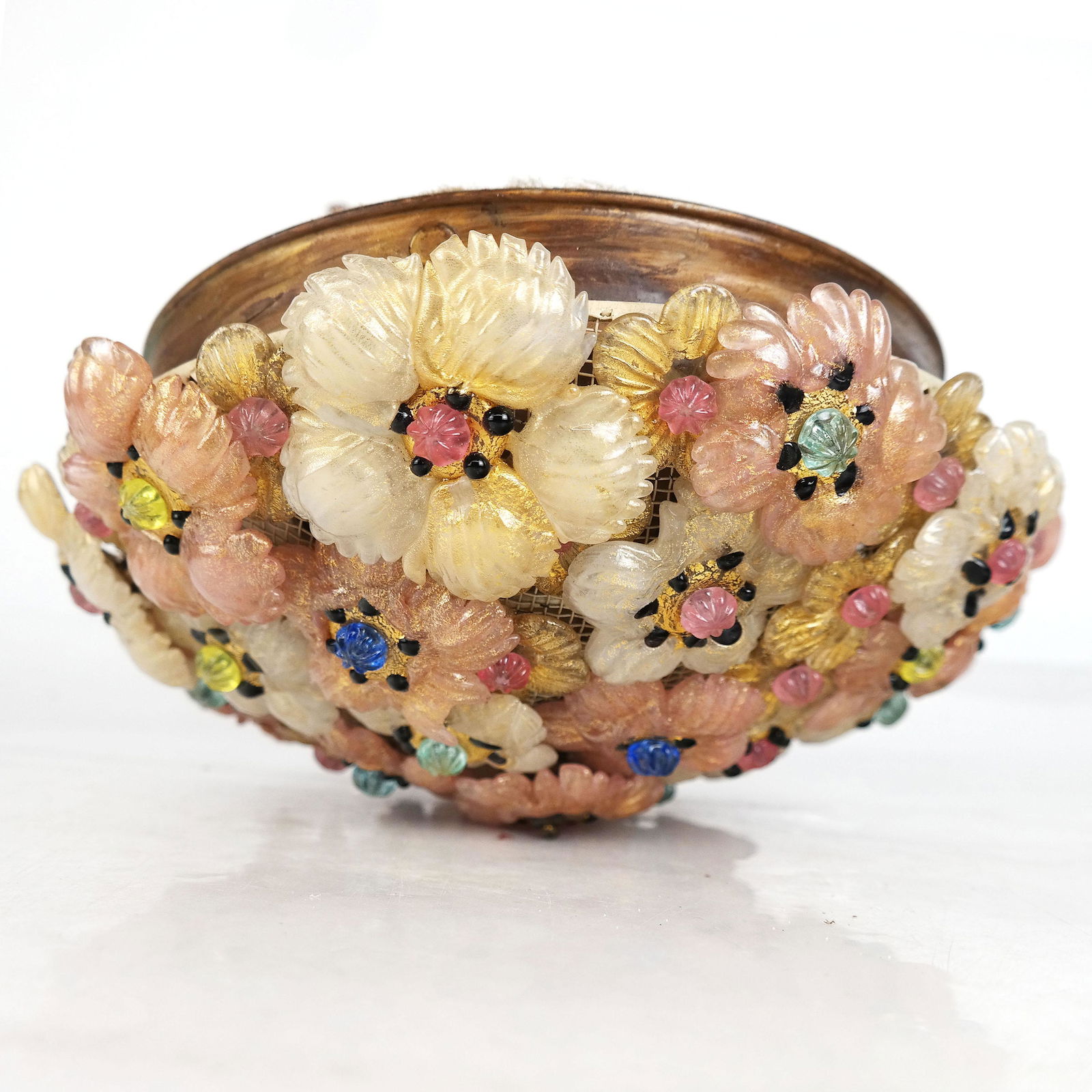 Floral Glass Ceiling Light Fixture (1 of 8)