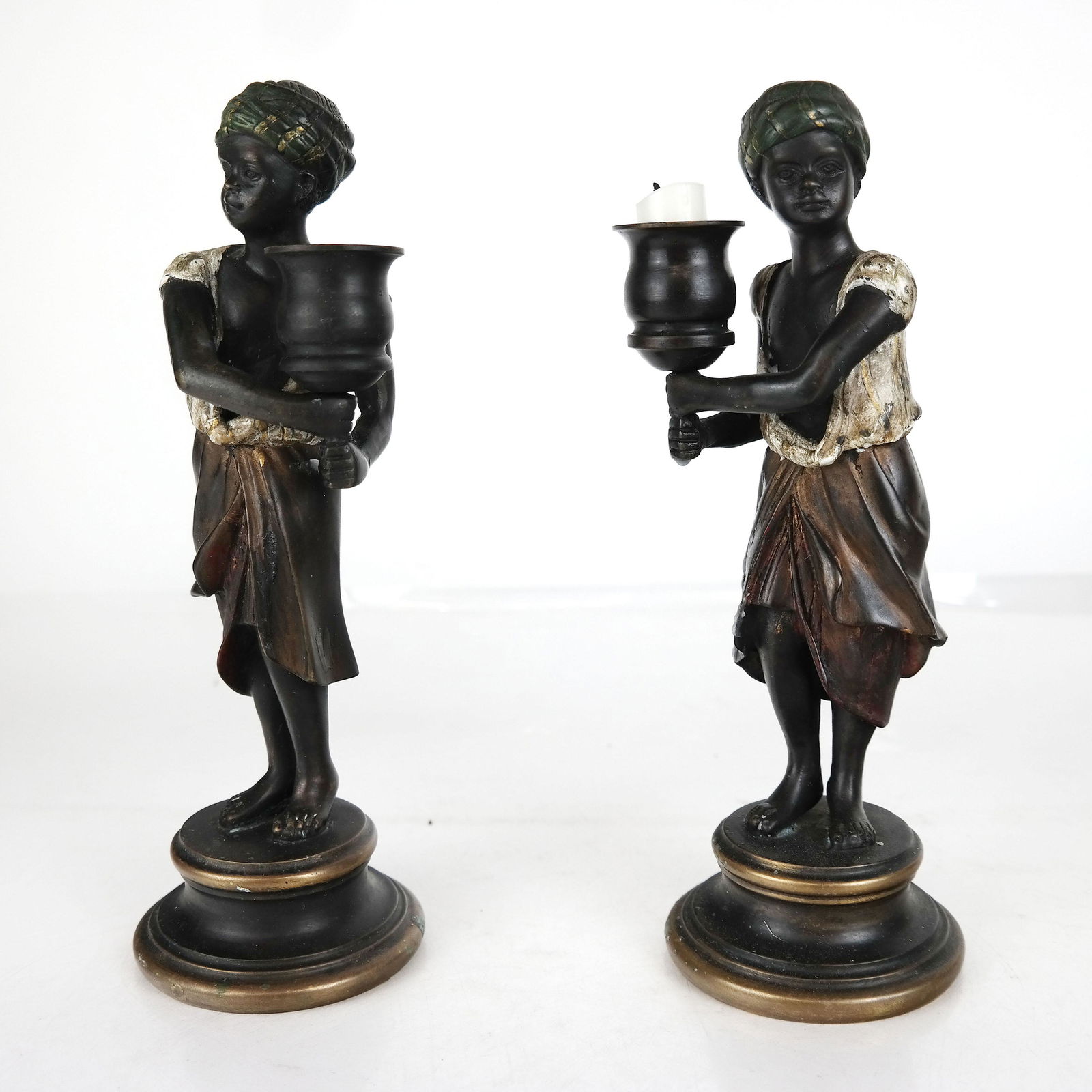 Pair Patinated Bronze Blackamoor Candlesticks (1 of 7)