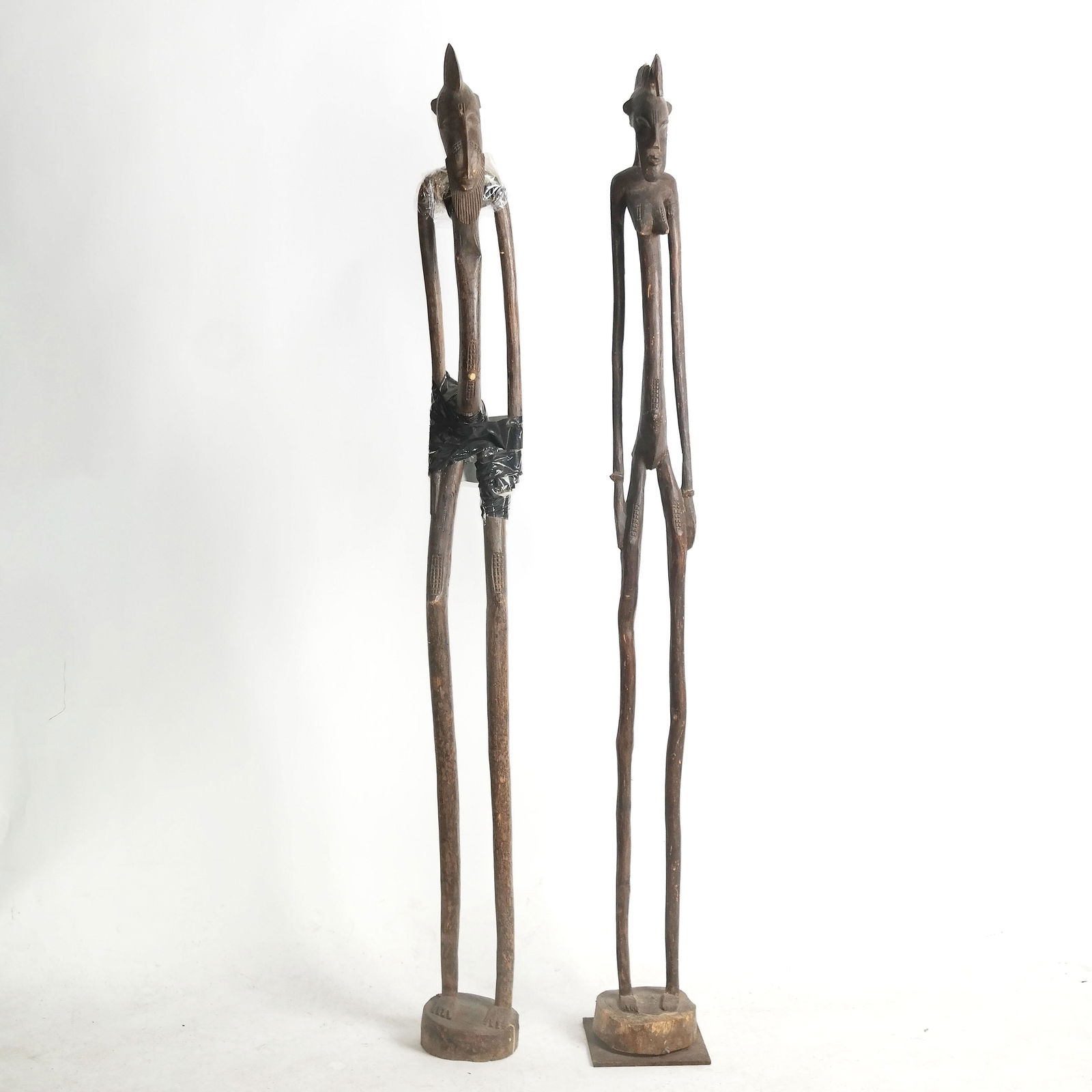 Pair of Tall African Carved Wood Figures (1 of 15)