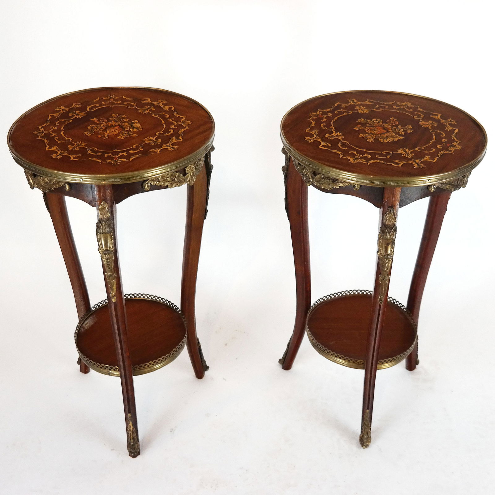 Pair of French-Style Inlaid Round Tables (1 of 11)