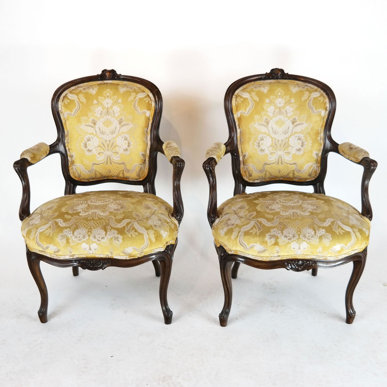 Pair of Louis XV-Style Open Arm Chairs (1 of 8)