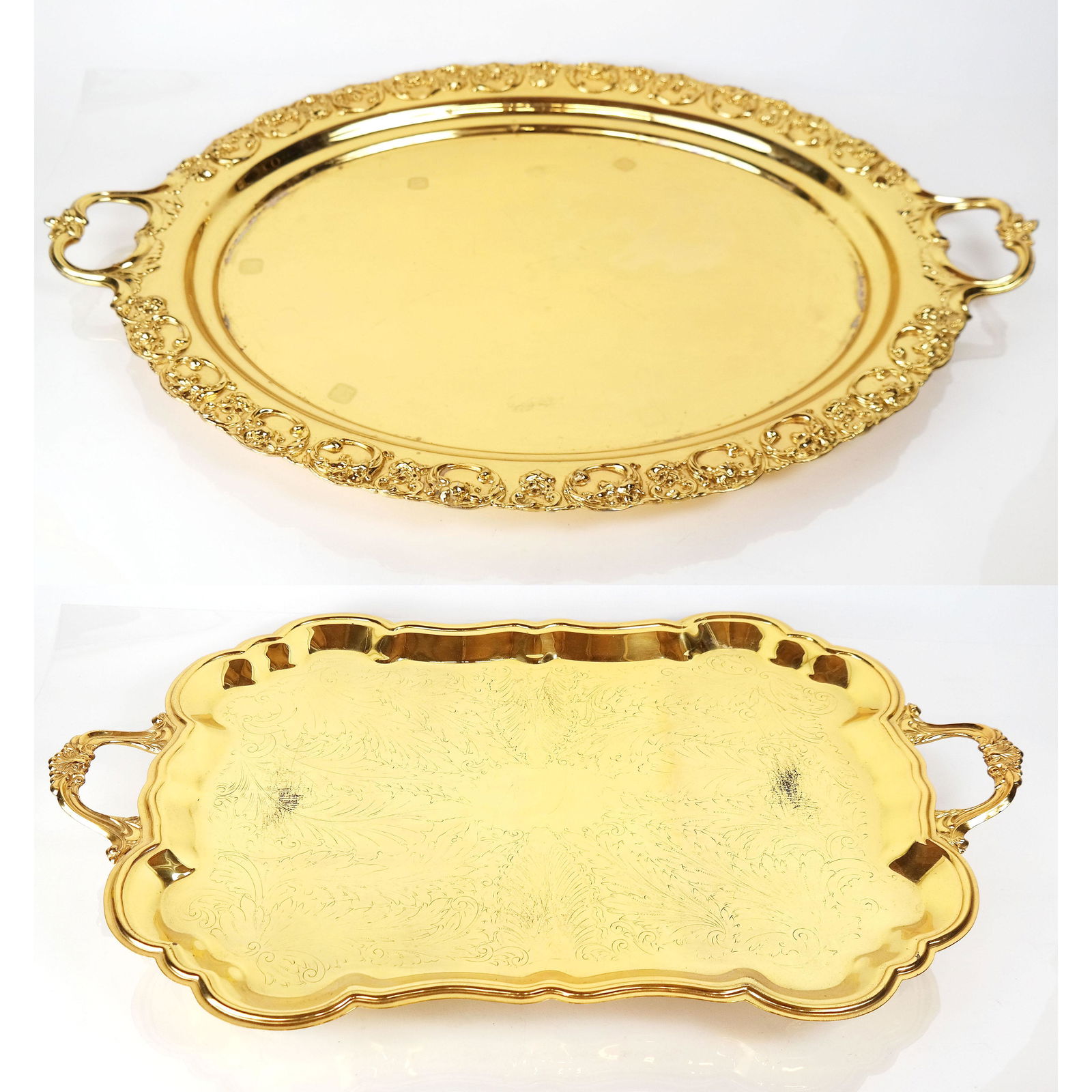 Two Large Gilt Silver Plate Trays (1 of 19)