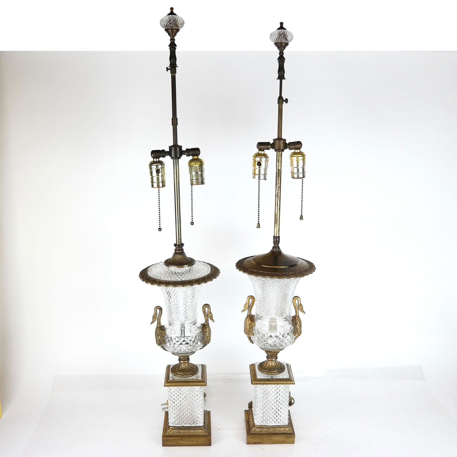 Pair of Cut Crystal and Bronze Table Lamps (1 of 10)