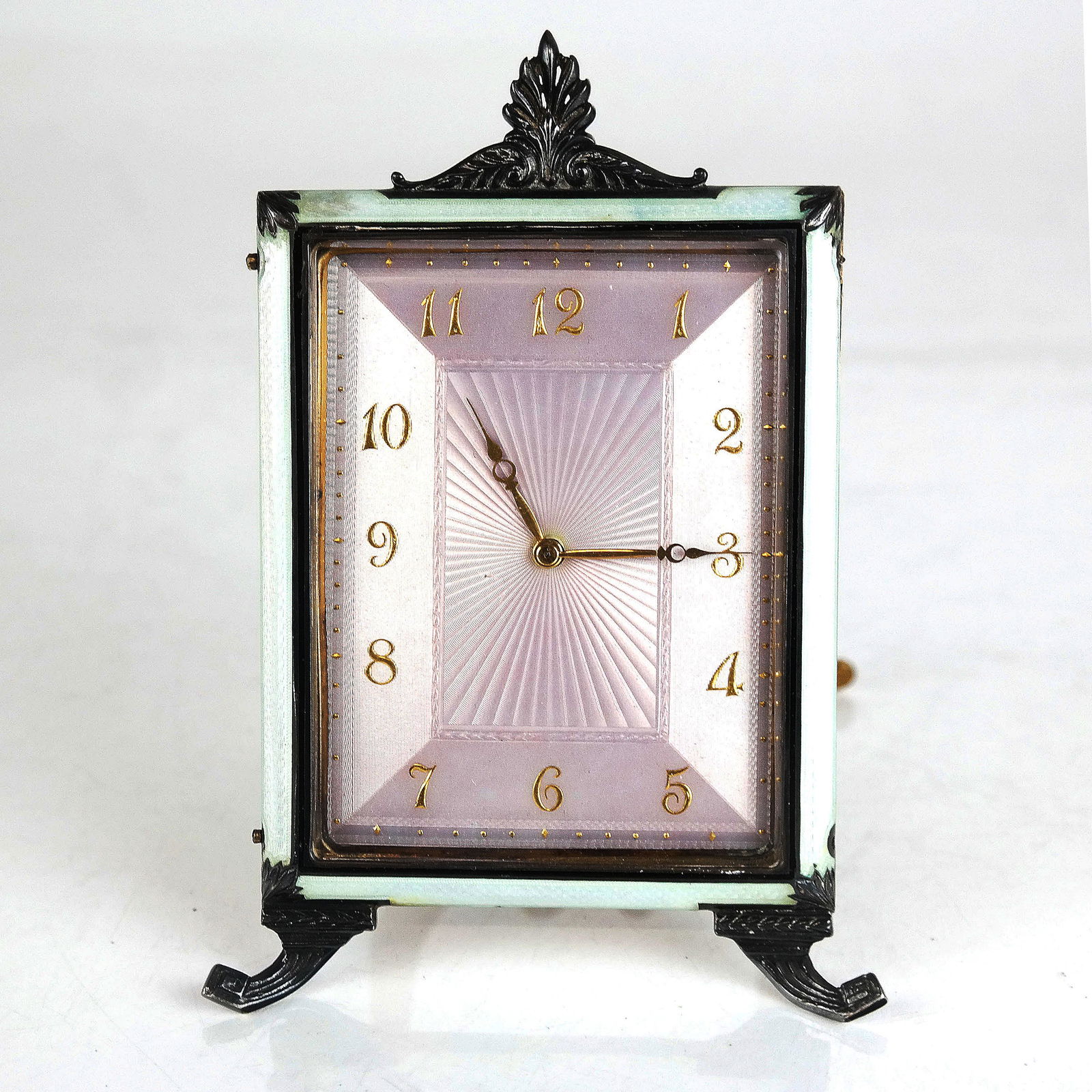 French Sterling & Guilloche Enamel Desk Clock (1 of 11)