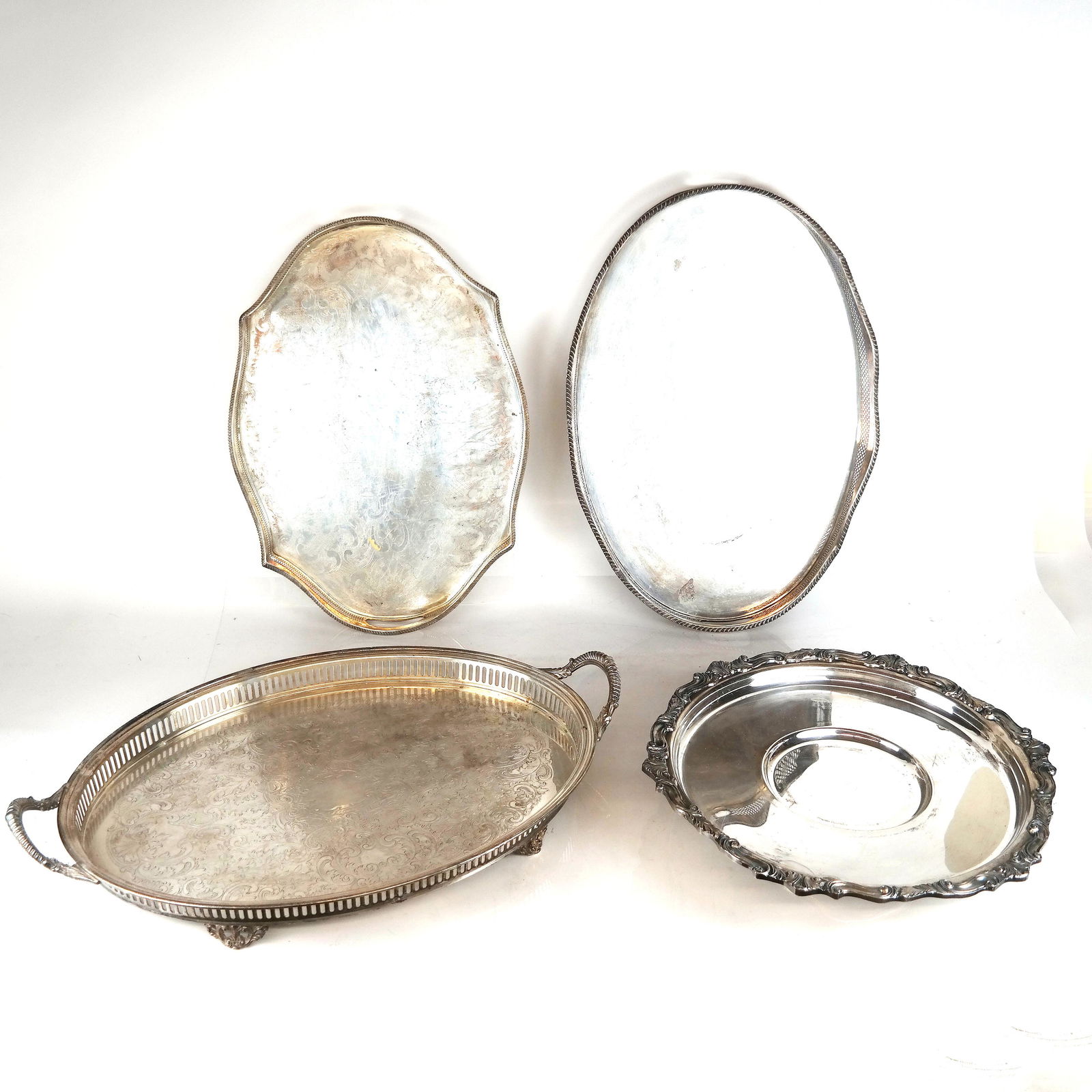 Lot of Four Silver Plate Trays & Platter (1 of 15)
