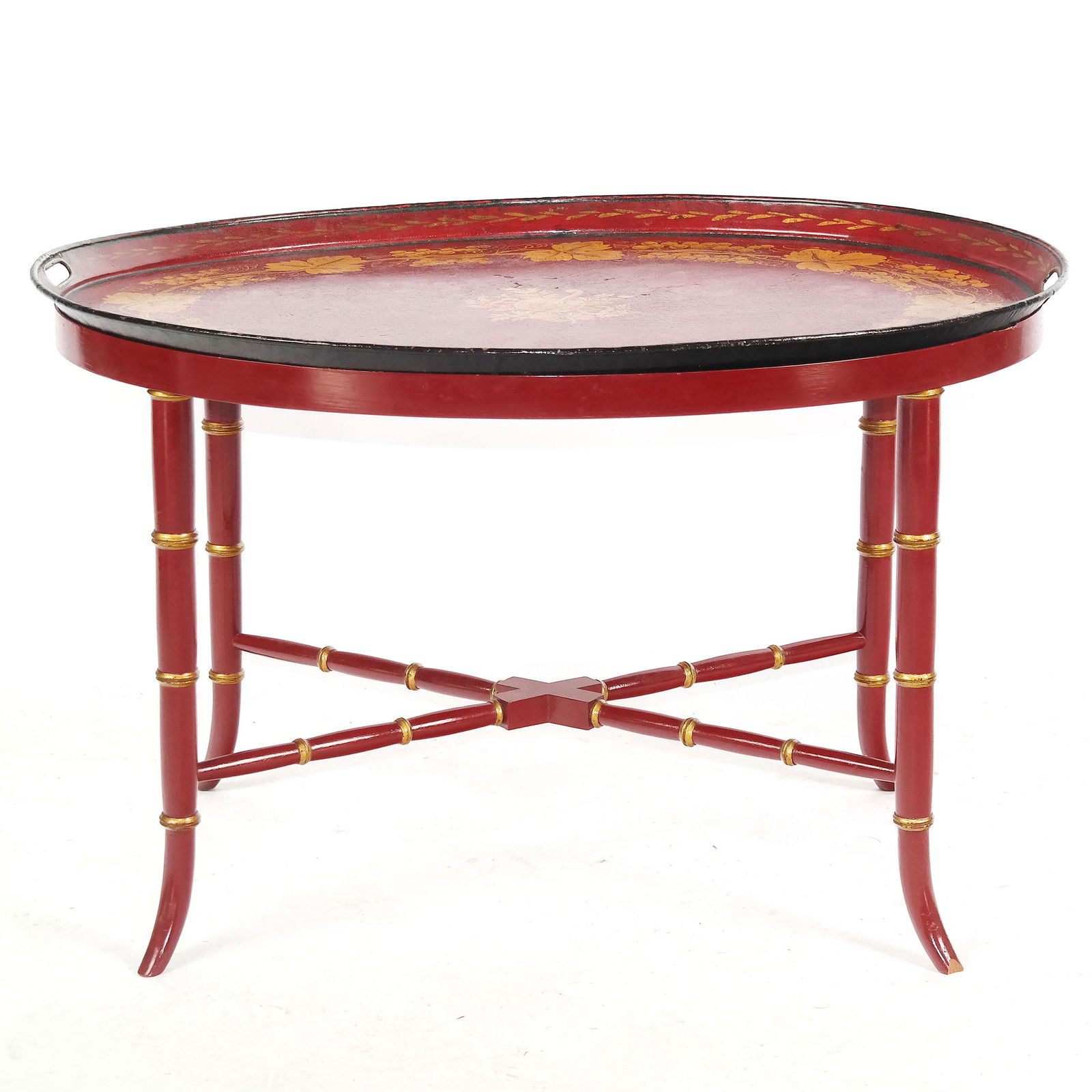 Red Painted Tole Tray Top Table (1 of 12)