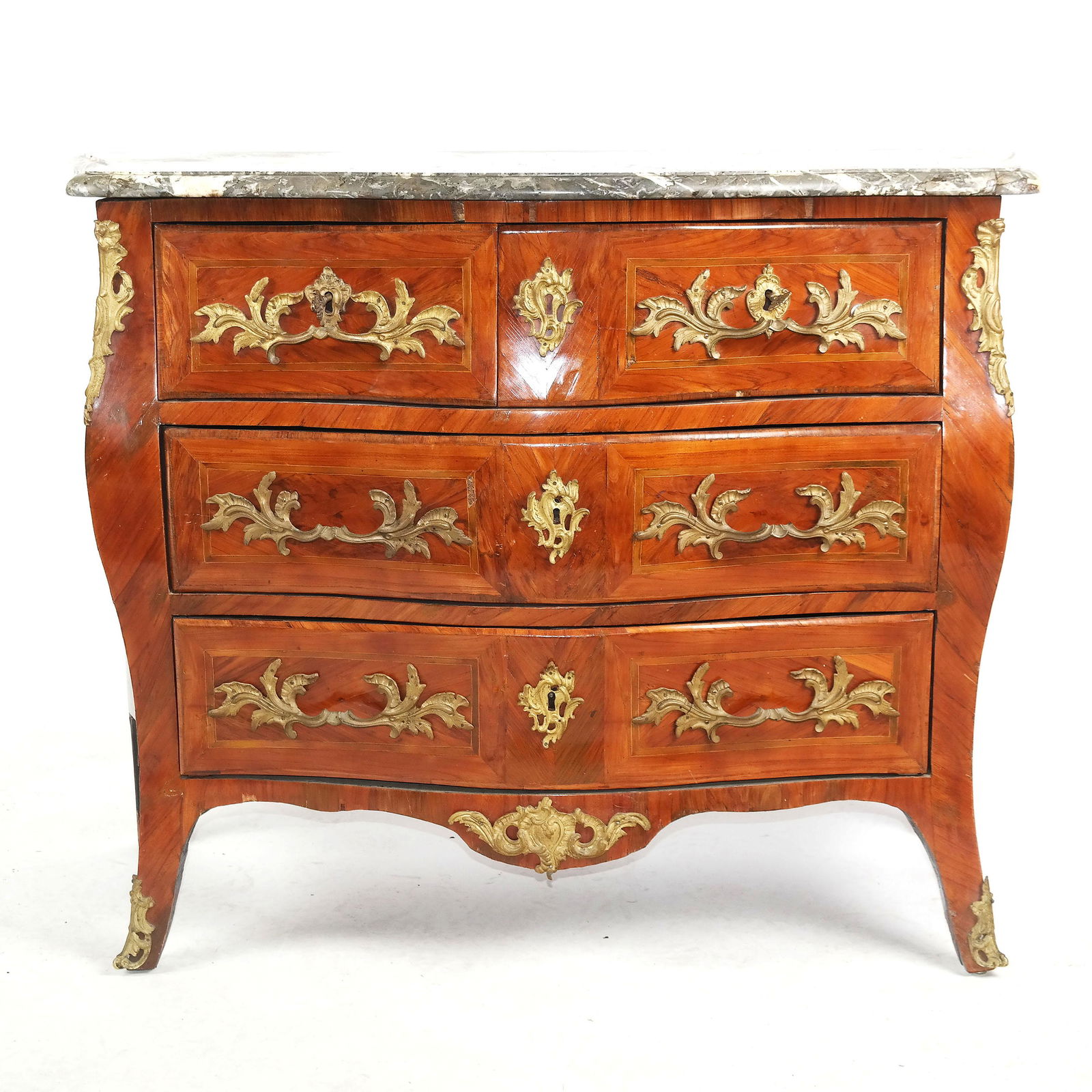 18th C. French Bombe Marble Top Commode (1 of 20)