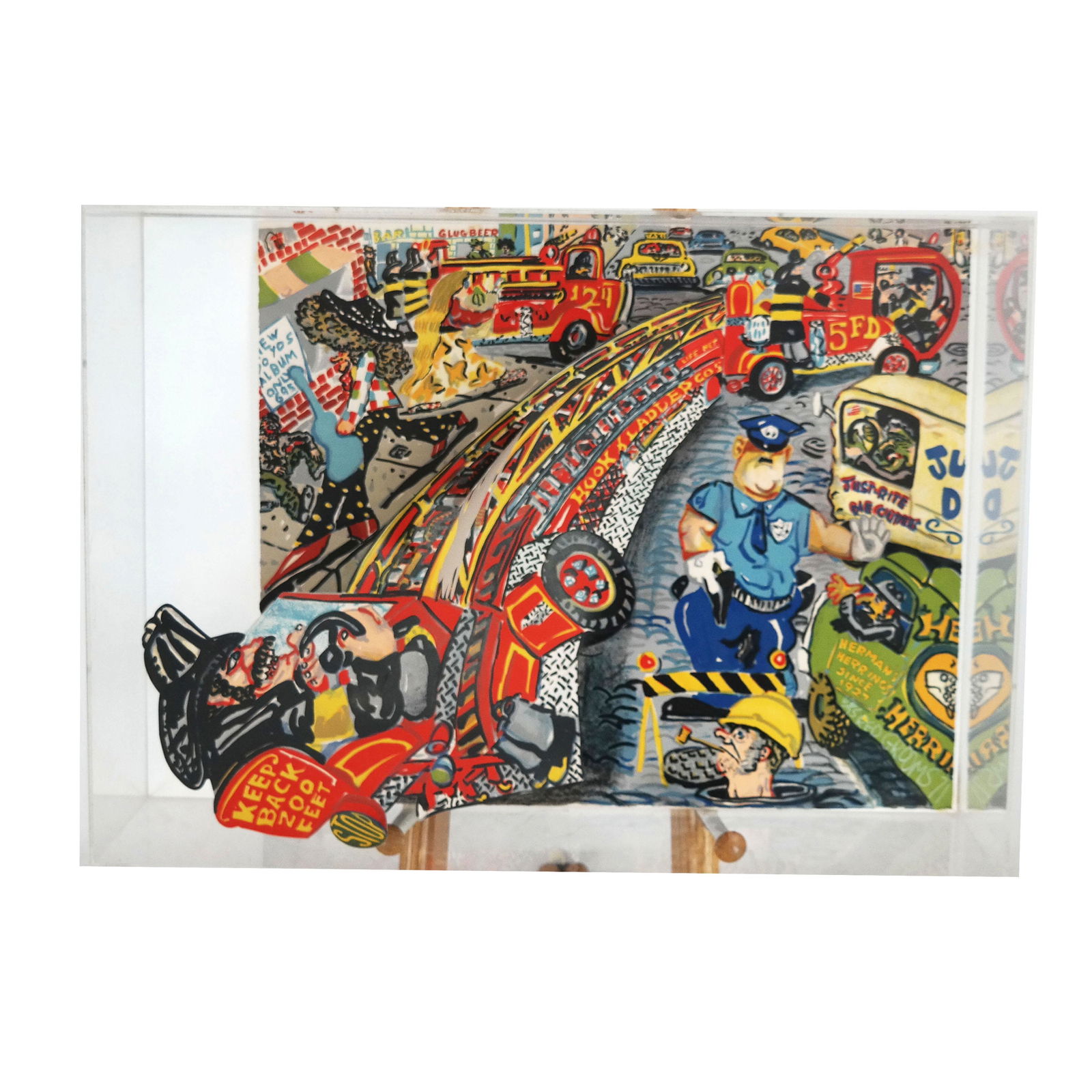 Red GROOMS: Street Scene - 3-D LIthograph (1 of 9)