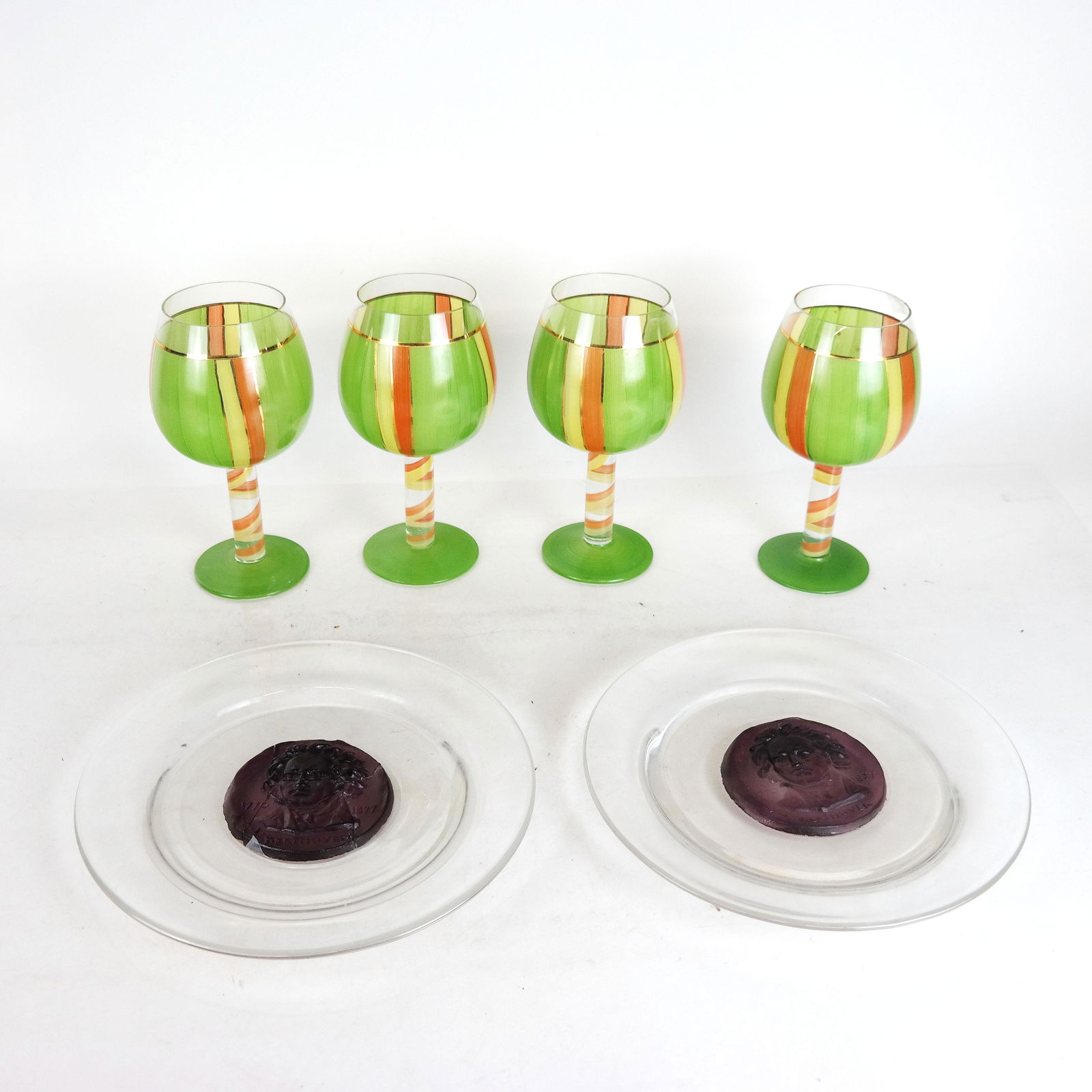 Four Brandy Glasses, Two Daum Plates (1 of 11)