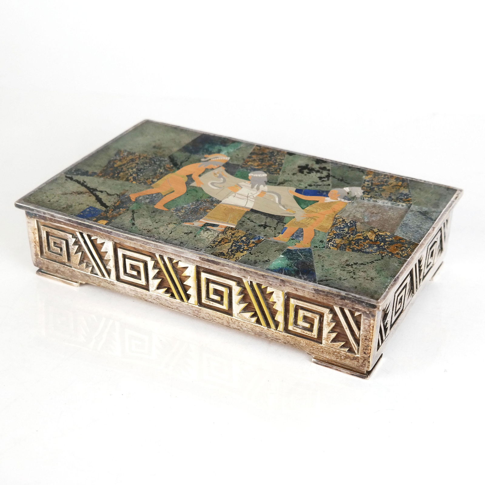 Silver Plate & Stone Cigar / Jewelry Box (1 of 13)