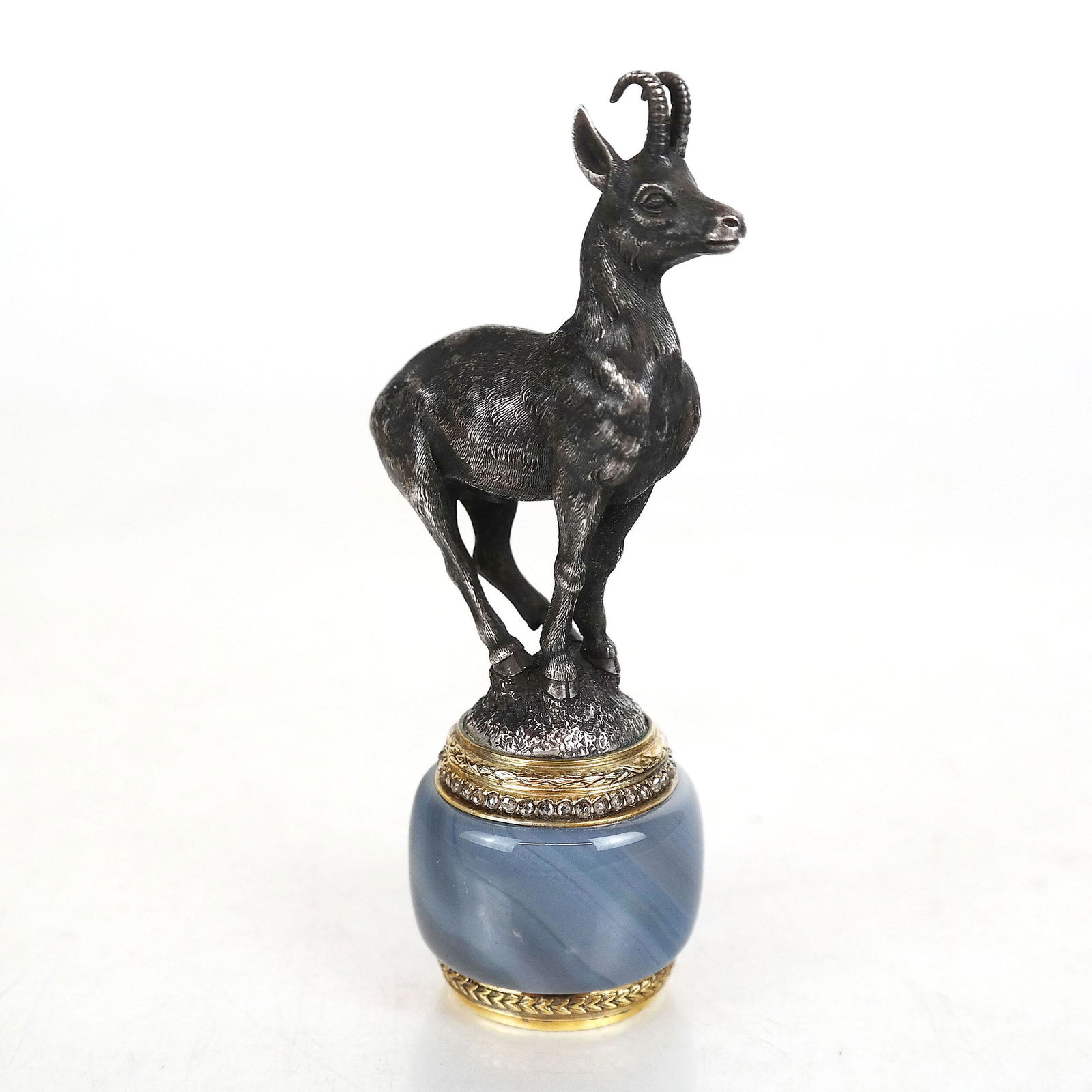 After Faberge Silver Stag on an Agate Base (1 of 12)