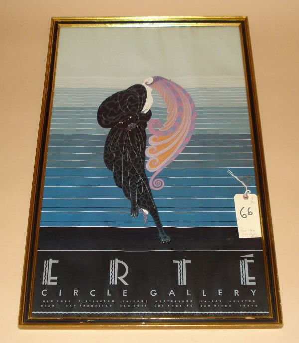 Framed Poster, Erte: 1982 circle gallery poster, Erte 35" x 21"