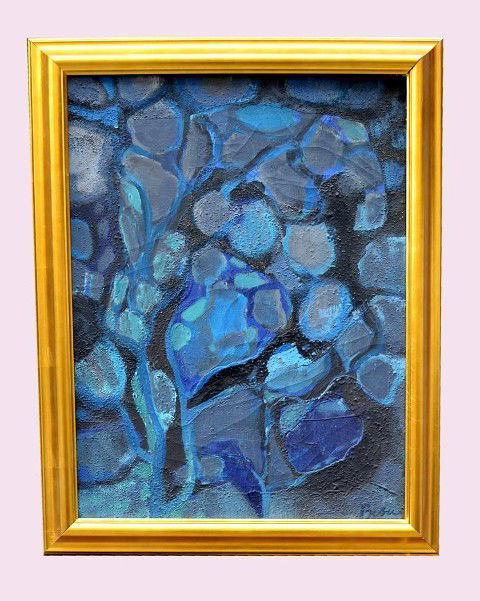 Oil on Canvas, Peter Busa: A Modern Abstract Painting, Gilt Framed, signed Peter Busa