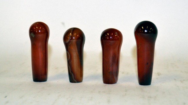 Carnelian Handles: Four Tear Drop form Handles 2 1/2"H