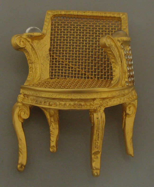 Karl Lagerfeld Gilt Fauteuil Brooch
