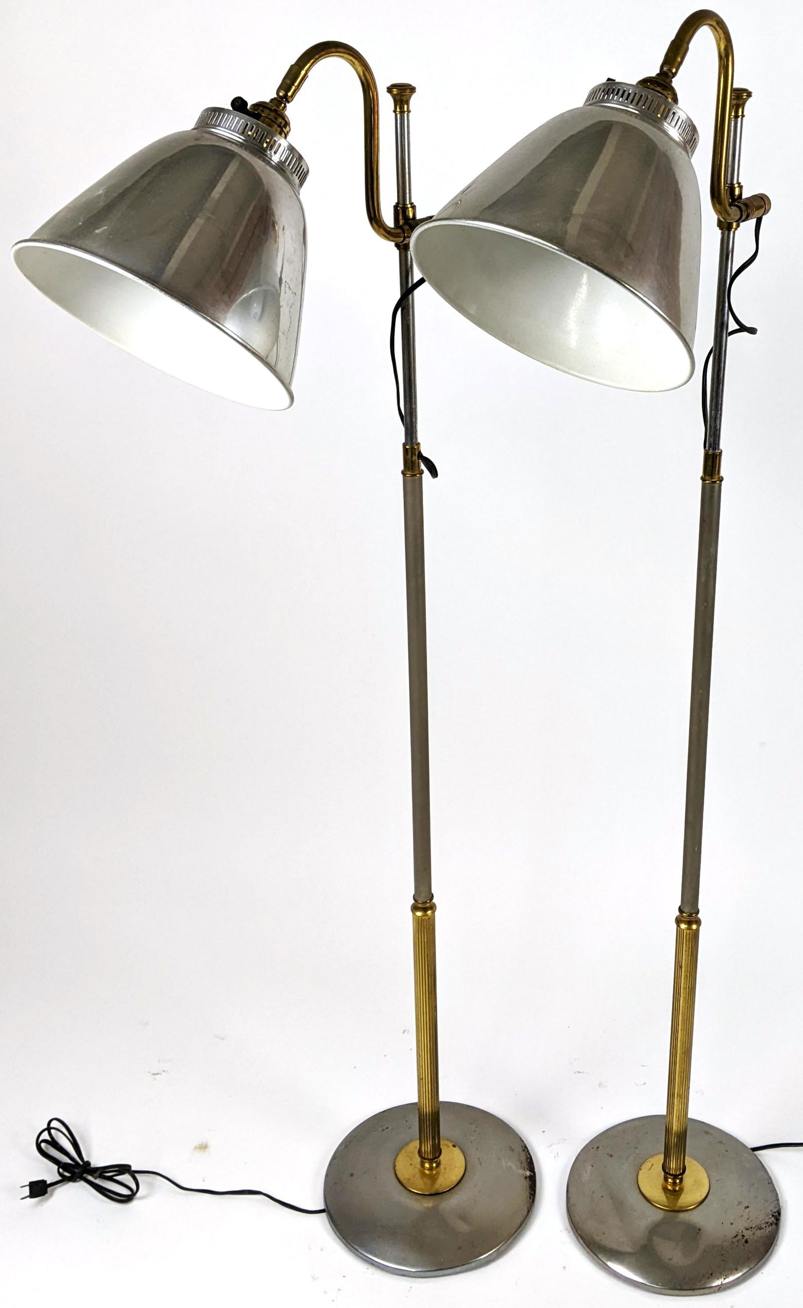 Pr. Mid-Century Chrome & Brass Floor Lamps (1 of 12)