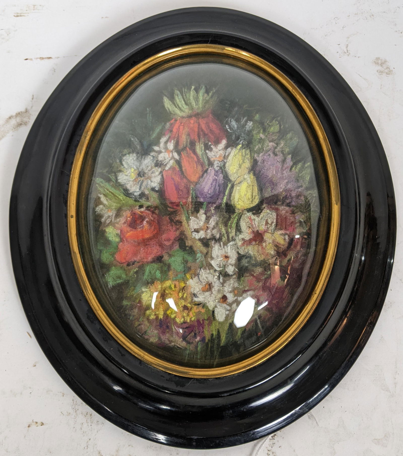 Figural Still Life - Framed Oval Pastel Painting (1 of 7)
