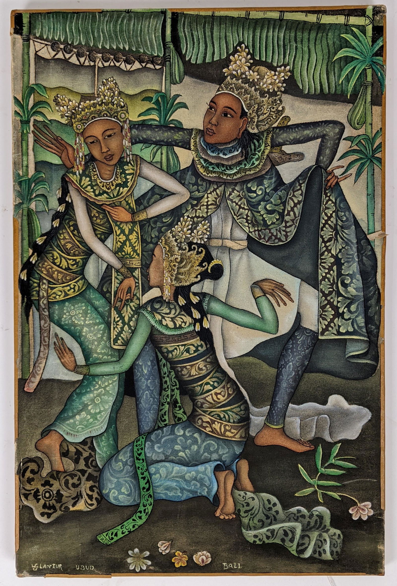 W. LANIUR: Dancers - Balinese Oil Painting (1 of 10)