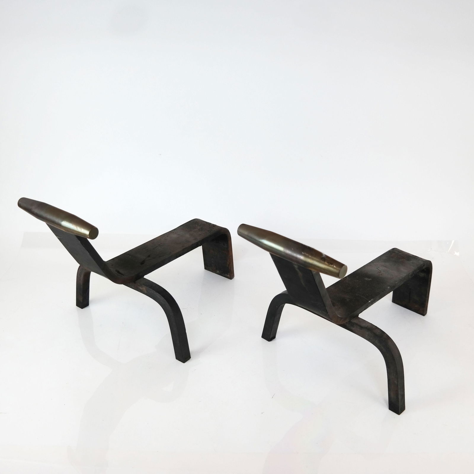 Pair Mid-Century Modern Metal Andirons (1 of 6)
