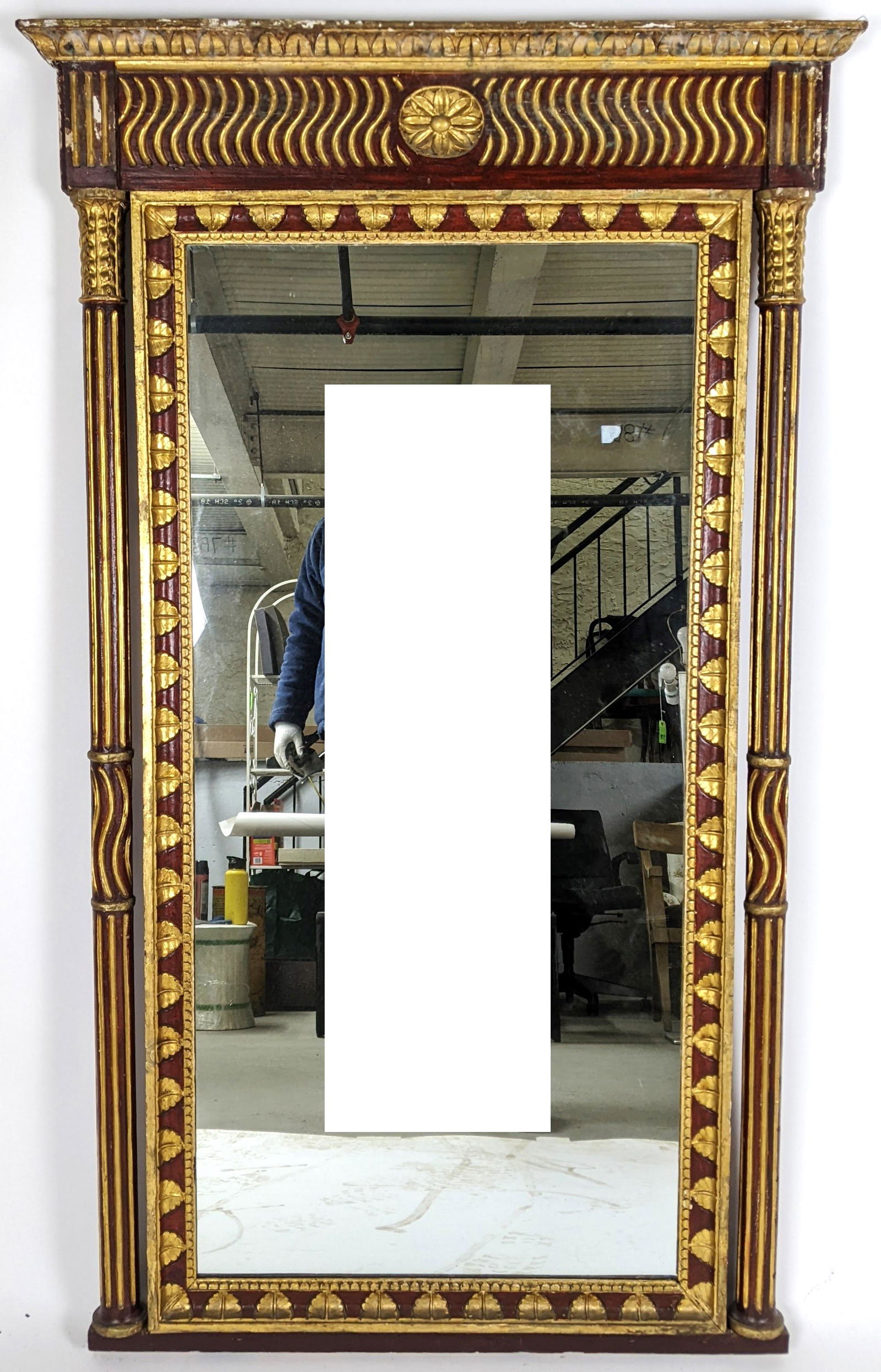 18th C. Mahogany Red Painted & Gilt Mirror (1 of 15)