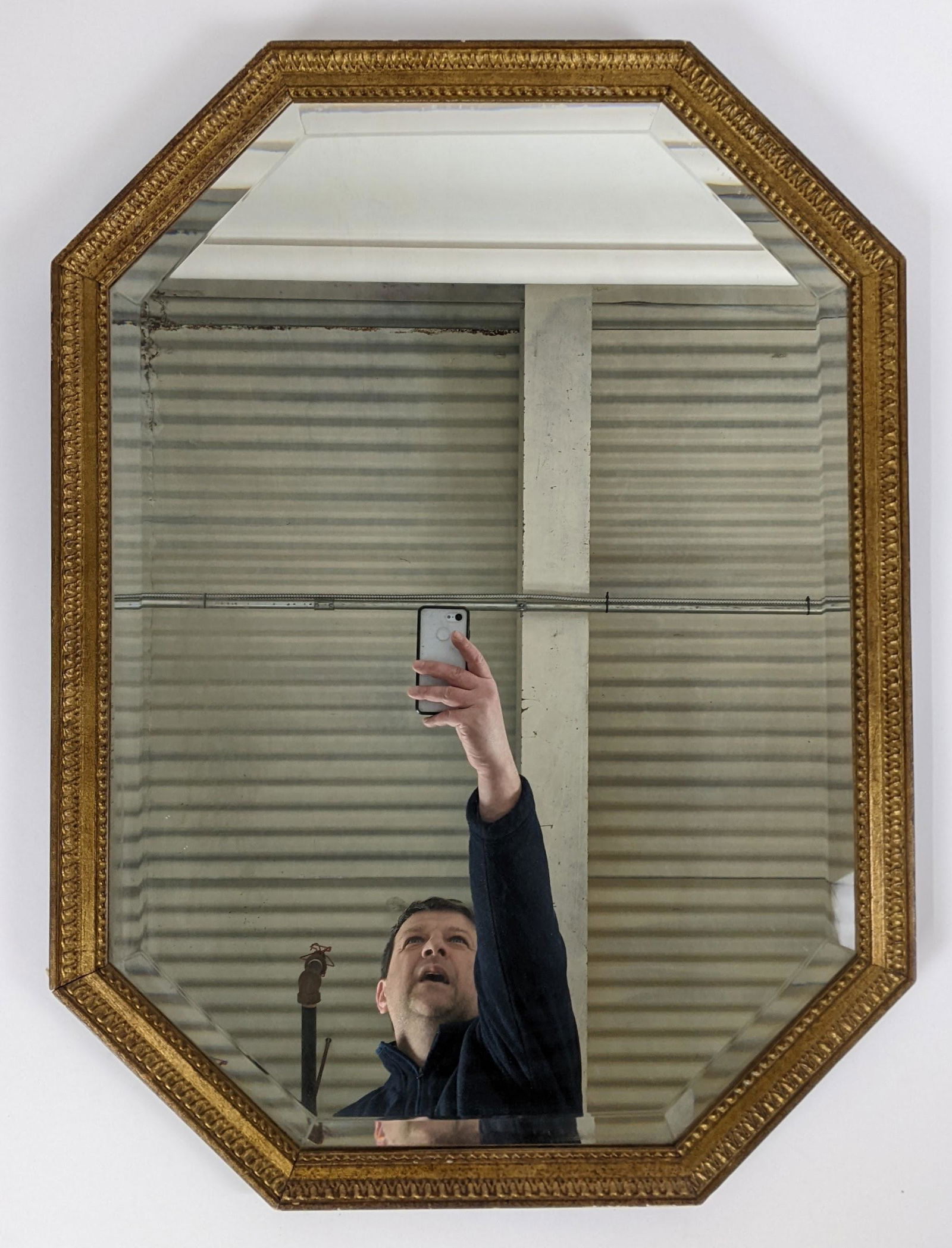 Antique Wood & Gilt Octagonal Mirror (1 of 7)