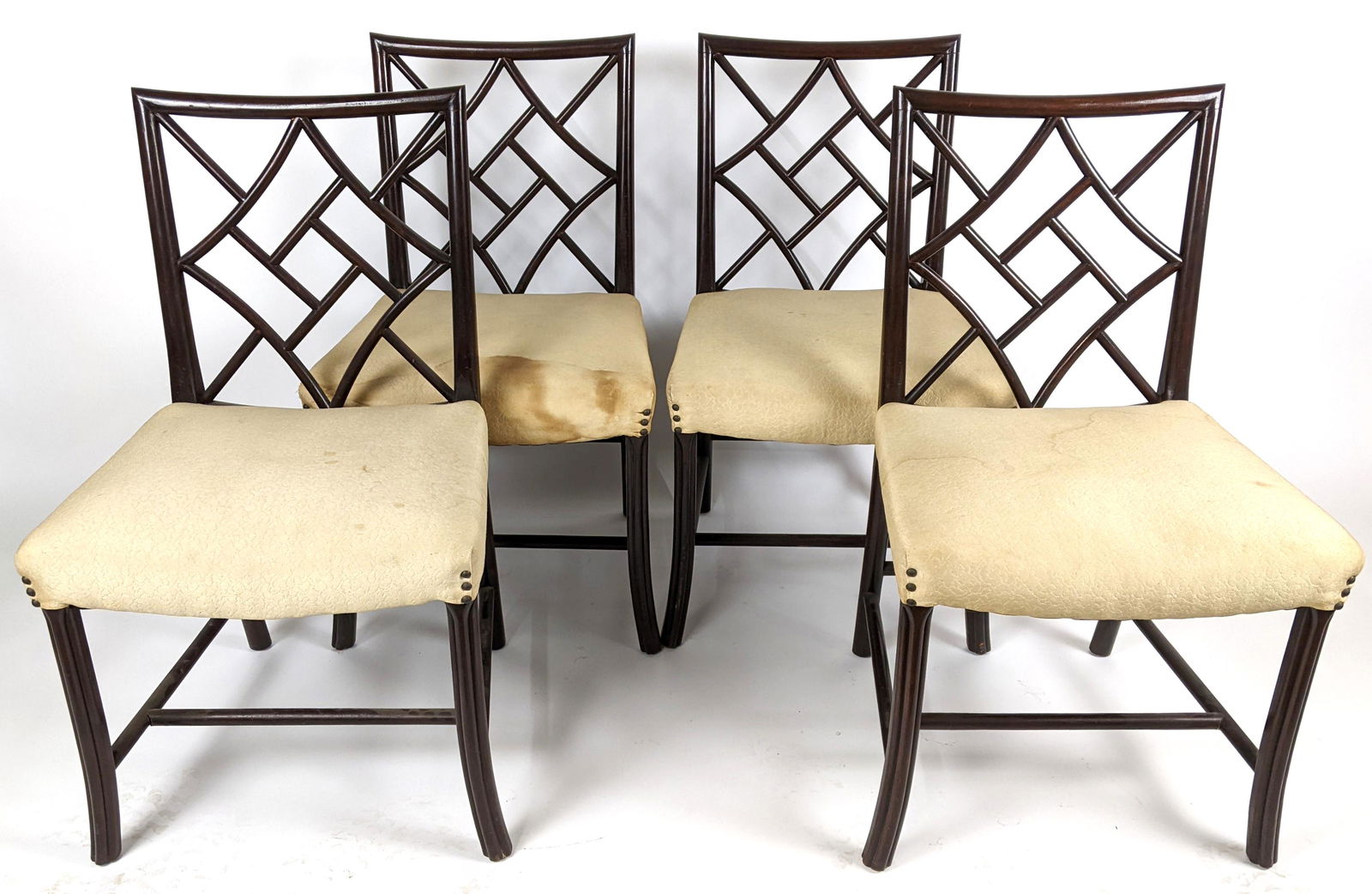 Set of 4 Mahogany Asian-Style Side Chairs (1 of 10)