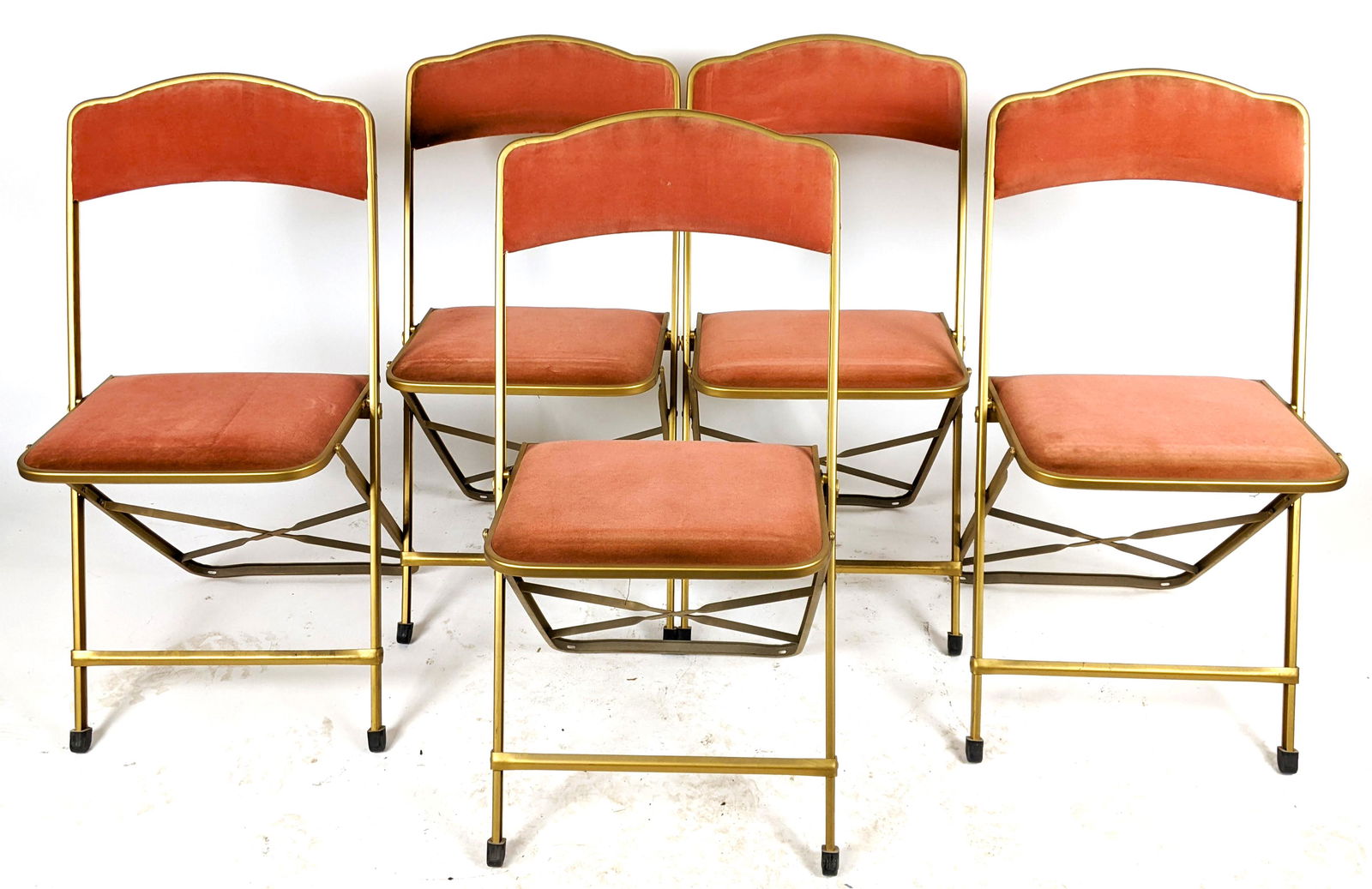 Five Vintage Orange Seat Folding Chairs (1 of 8)