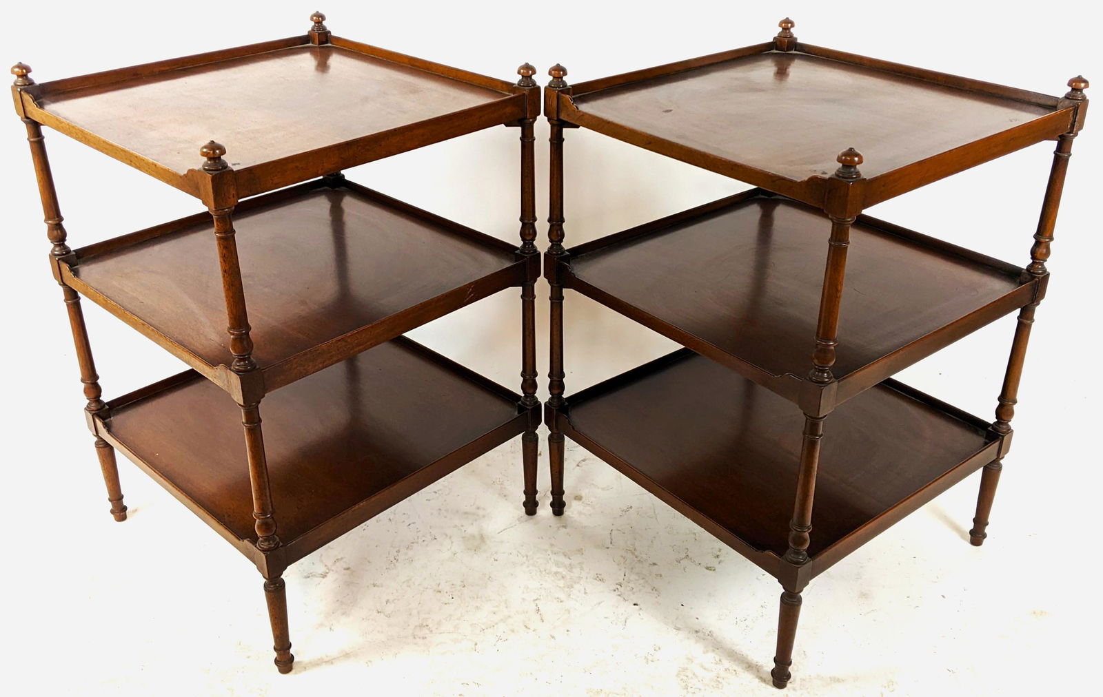 Pair of Baker Mahogany 3-Tier Tables (1 of 11)