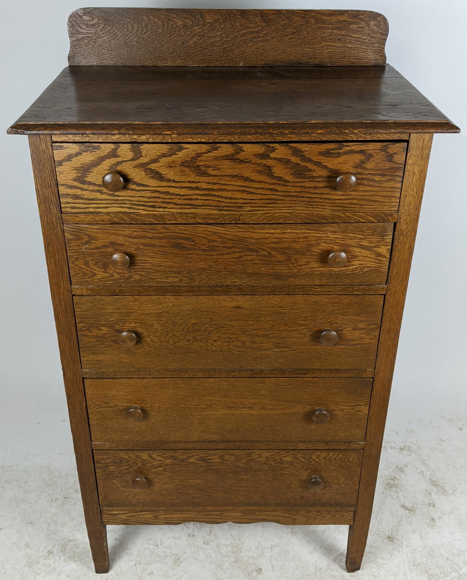 American Oak 5-Drwer Tall Chest (1 of 11)