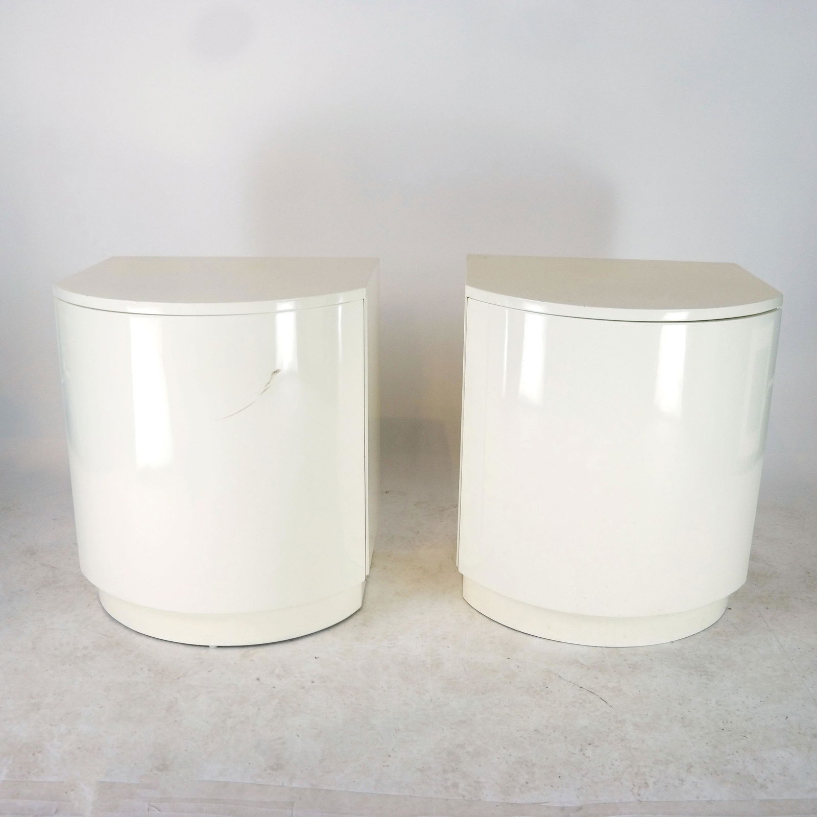 Pair of Modern Cream Demilune Cabinets (1 of 8)