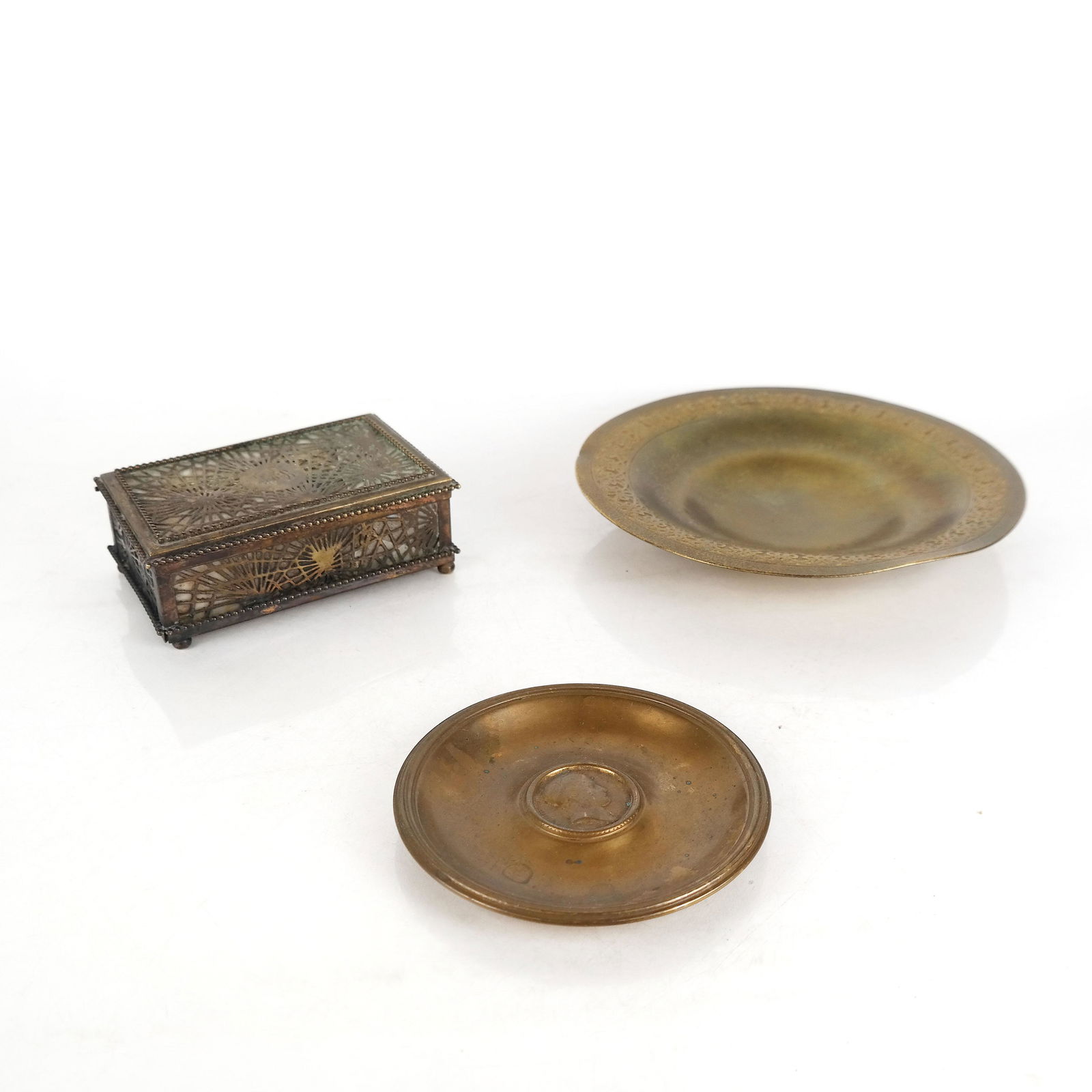Tiffany Studios Box & Coin Bowl - 3pcs. (1 of 13)