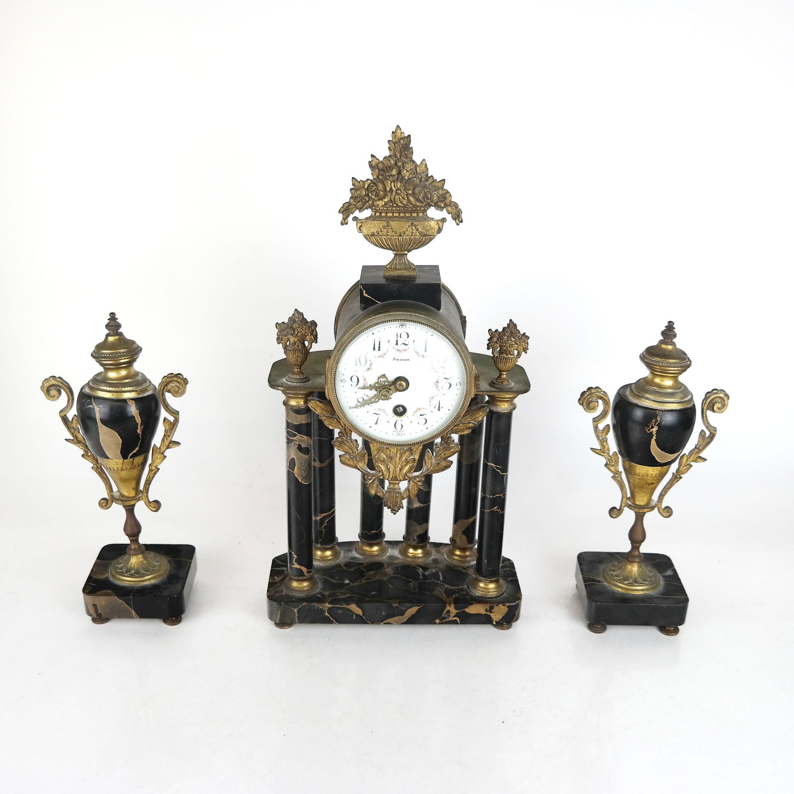 French Edwardian 3-Pc. Clock Garniture (1 of 15)