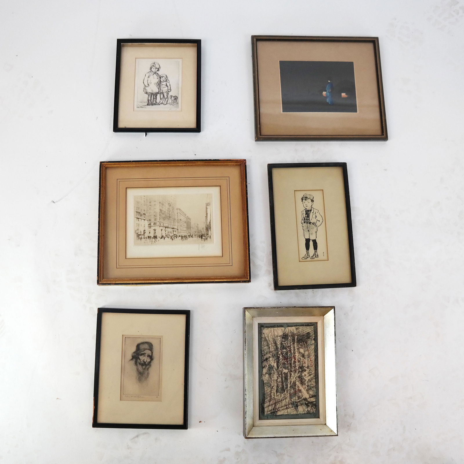 Lot of Six Framed Cartoons, Photo, Etchings (1 of 14)