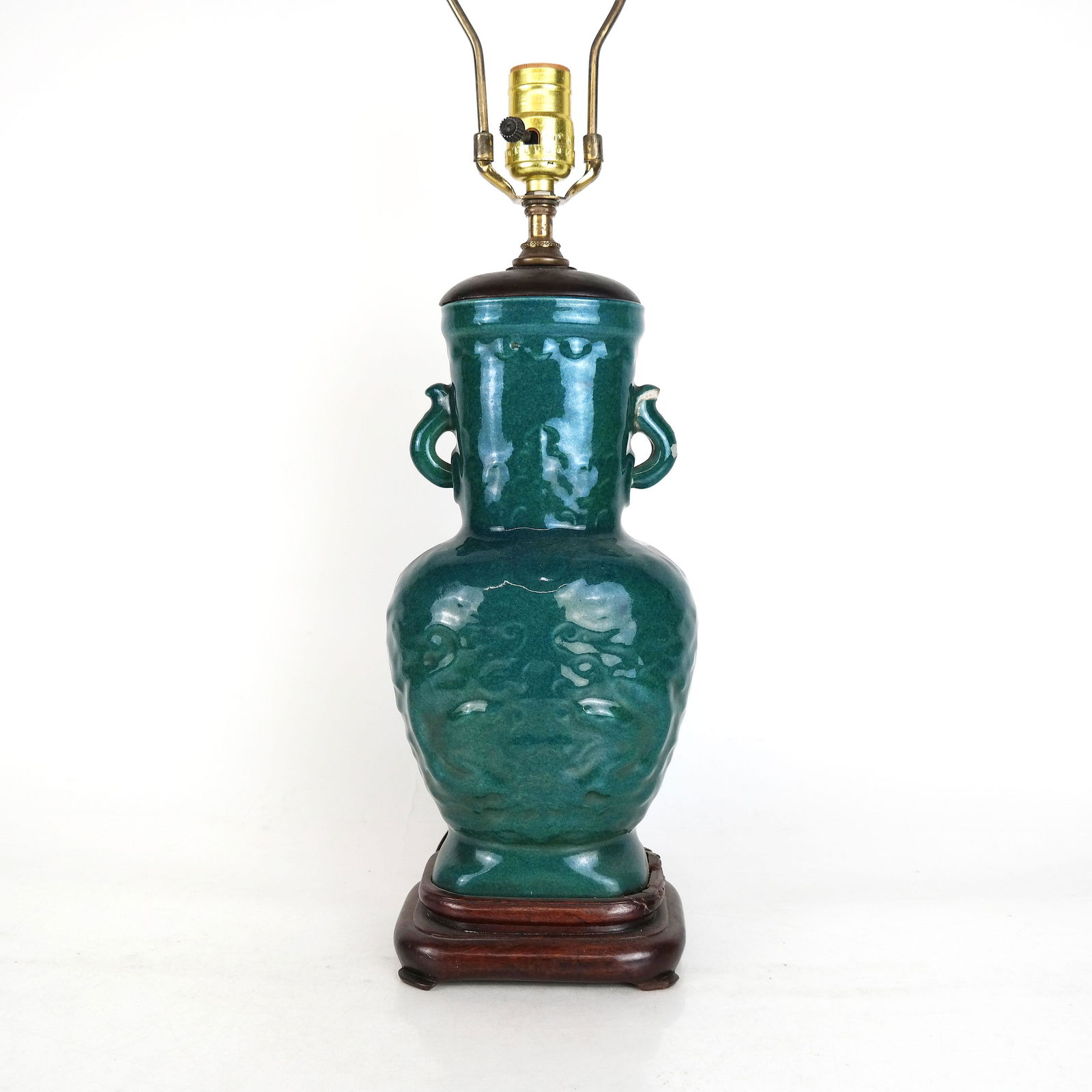 Dark Green Glazed Chinese Vase Table Lamp (1 of 8)