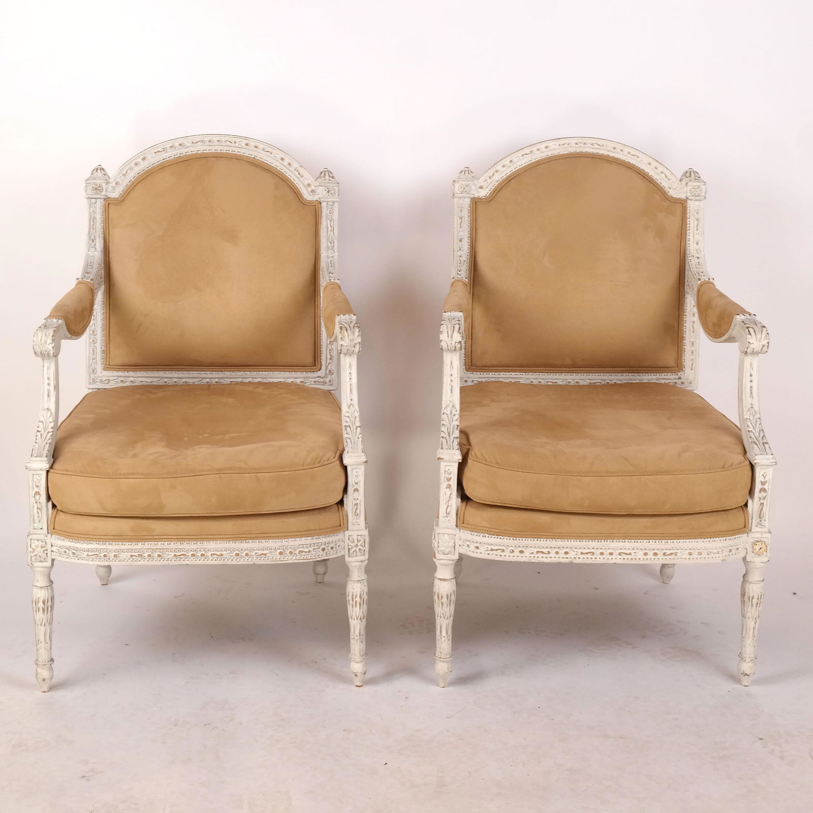 Pair of Classical-Style Cream Armchairs (1 of 8)