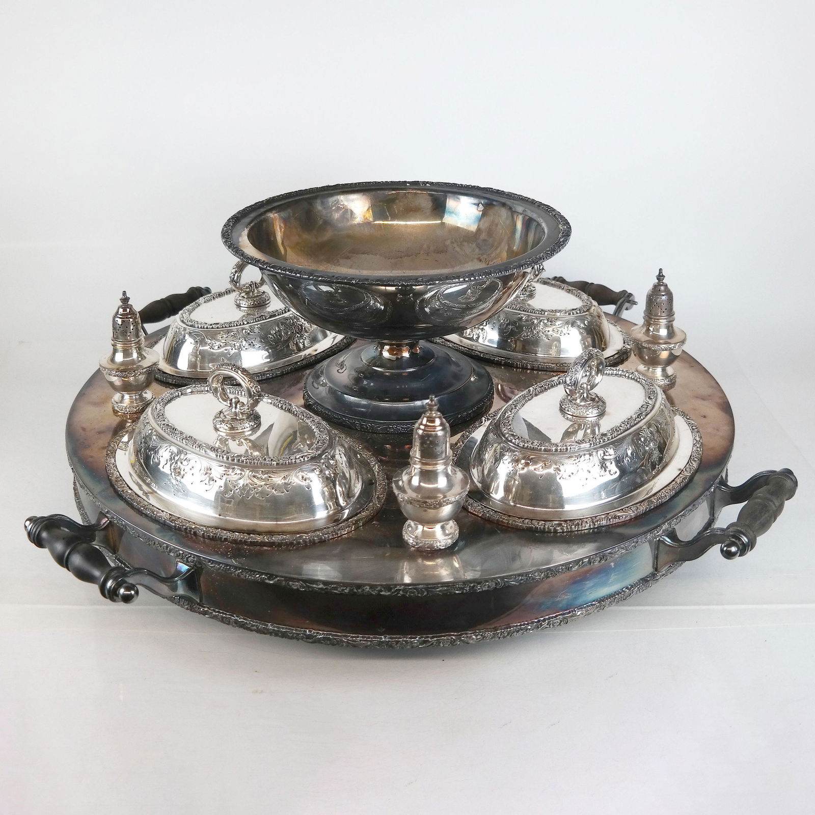 Silver Plate Lazy Susan Warming Tray (1 of 18)