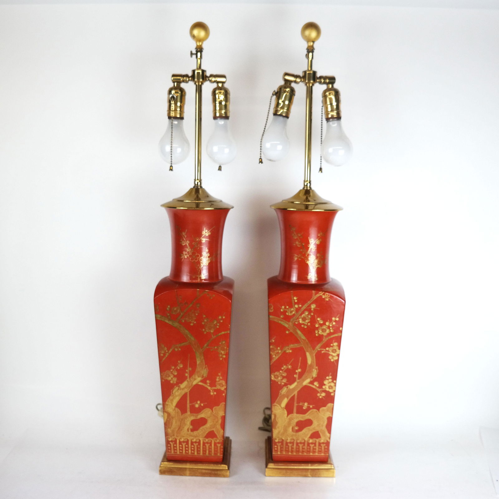 Pair of Chinese Orange Vase Lamps (1 of 9)