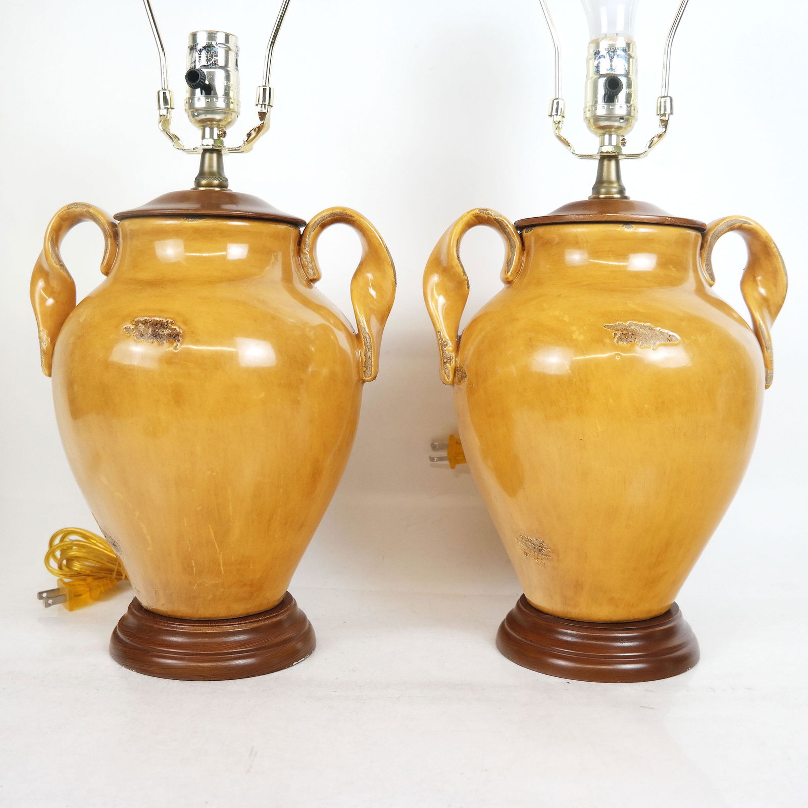 Pair of Glazed Ceramic Vase Lamps (1 of 10)